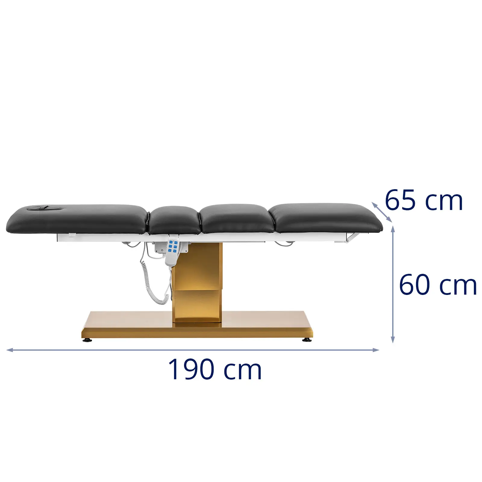 Kosmetické lehátko - 300 W - 190 x 65 x 60 - 76 cm - 200 kg - černá/zlatá (Maximální výška: 76 cm)