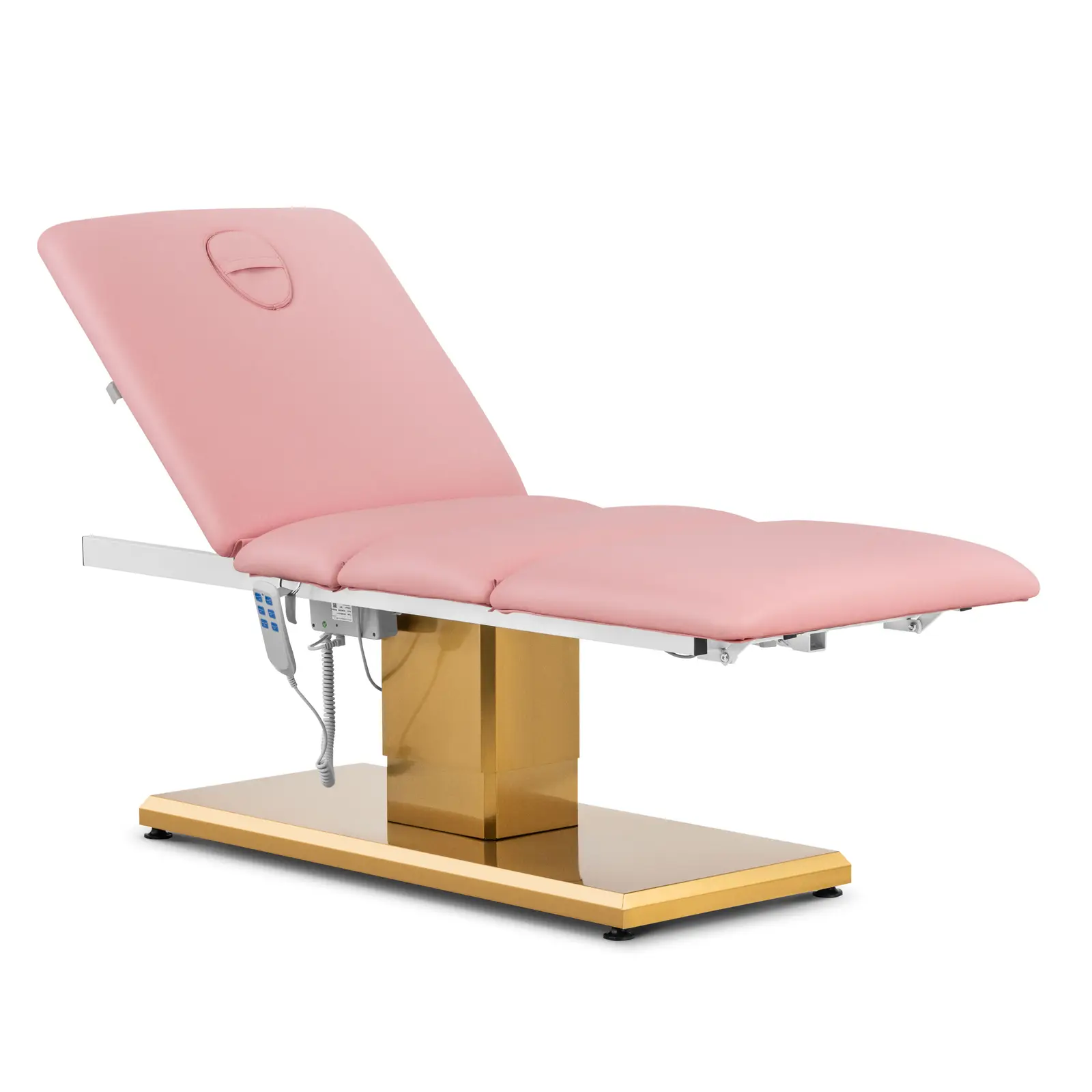 Fauteuil esthétique - 300 W - 190 x 65 x 60 - 76 cm - 200 kg - rose / or