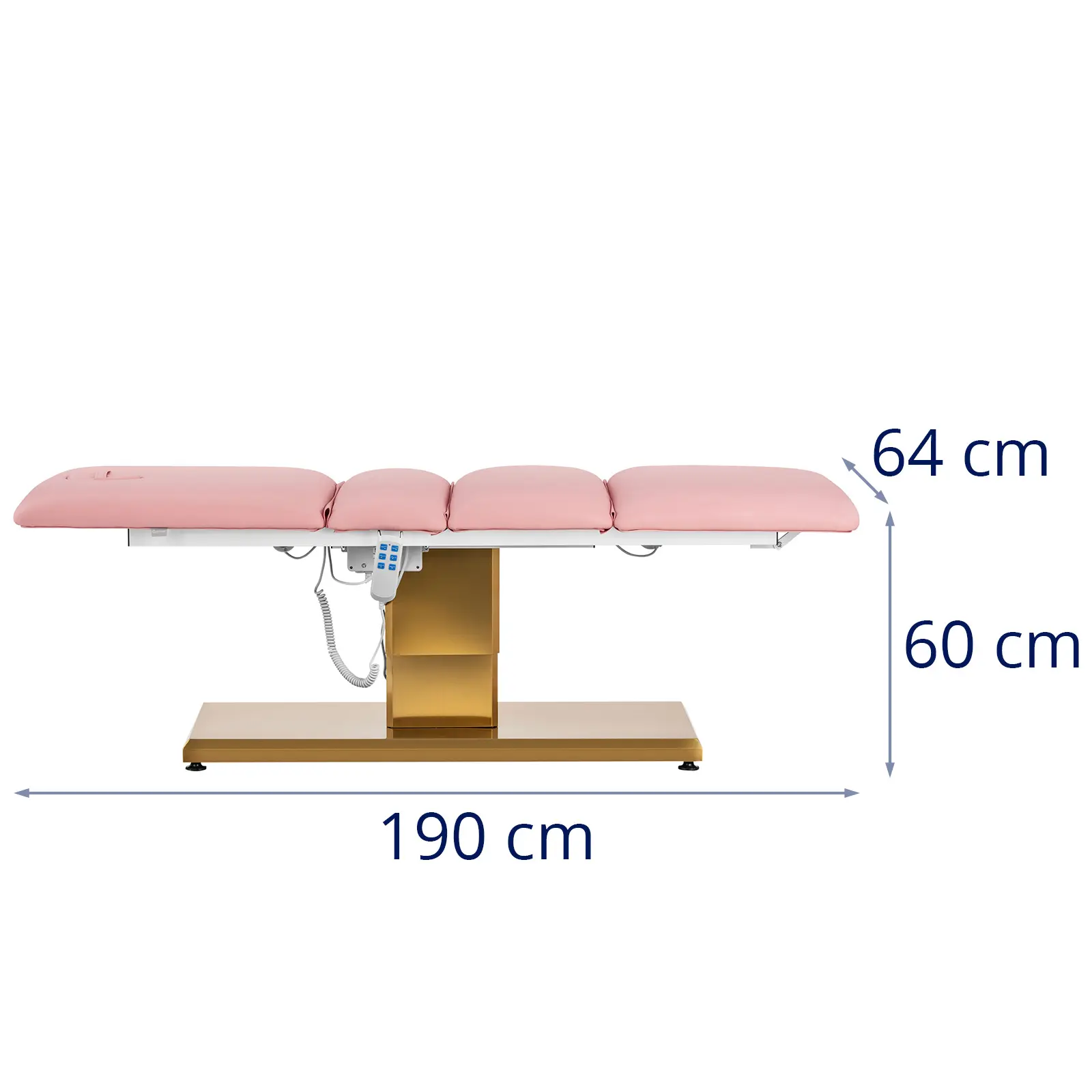 Kosmetické lehátko - 300 W - 190 x 65 x 60 - 76 cm - 200 kg - růžová/zlatá (Maximální výška: 76 cm)