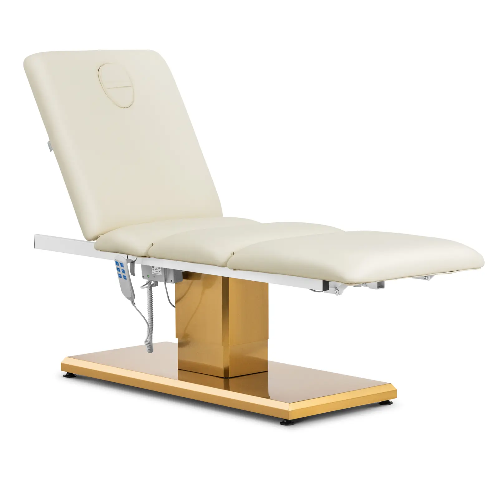 Fauteuil esthétique - 300 W - 190 x 65 x 60 - 76 cm - 200 kg - crème/or