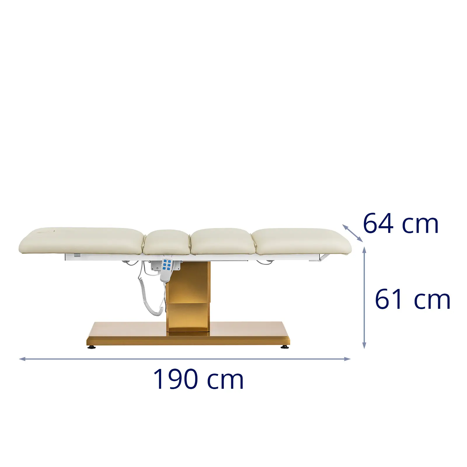 Kosmetické lehátko - 300 W - 190 x 65 x 60 - 76 cm - 200 kg - krémová/zlatá (Maximální výška: 76 cm)