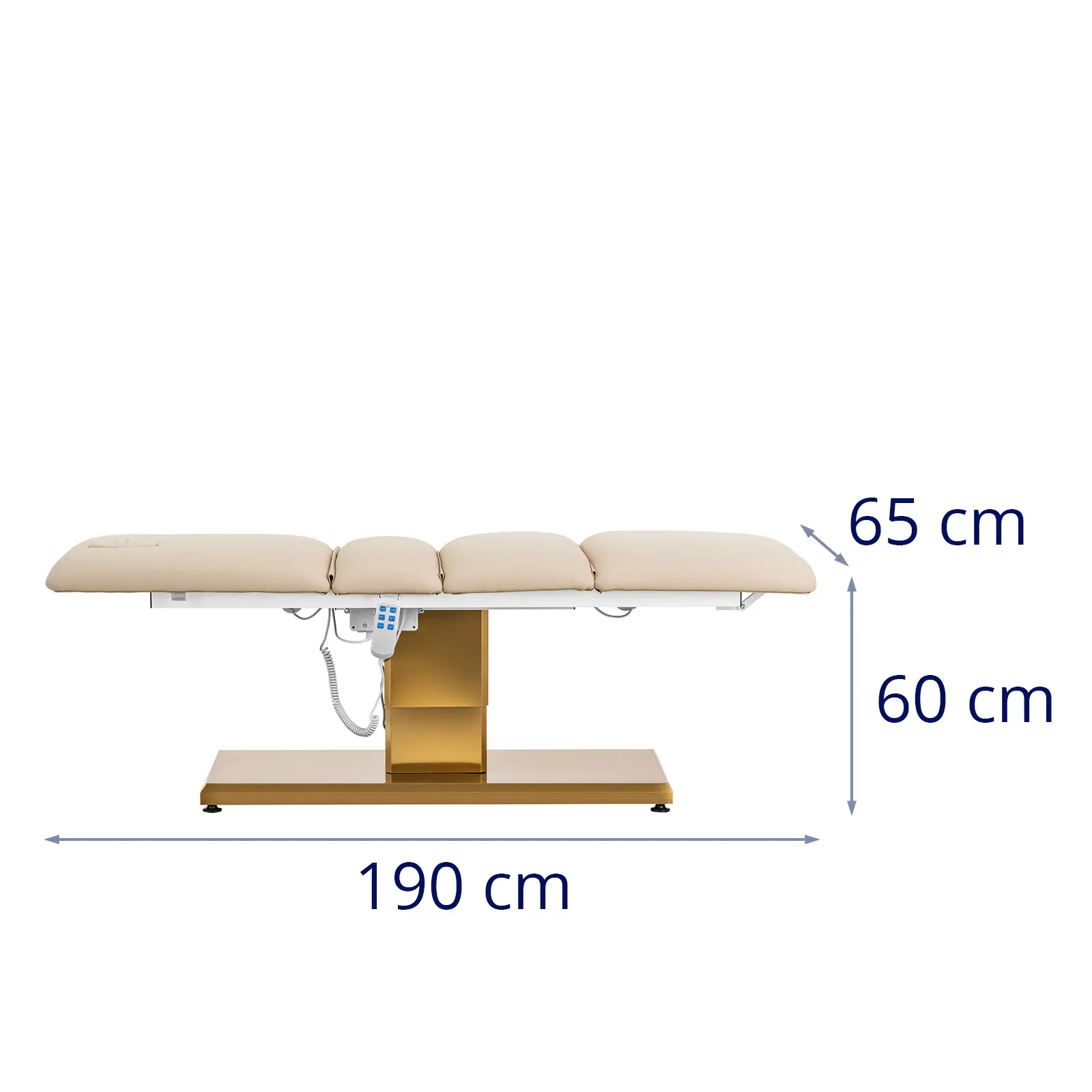 Kosmetické lehátko - 300 W - 190 x 65 x 60 - 76 cm - 200 kg - béžová/zlatá (Maximální výška: 76 cm)
