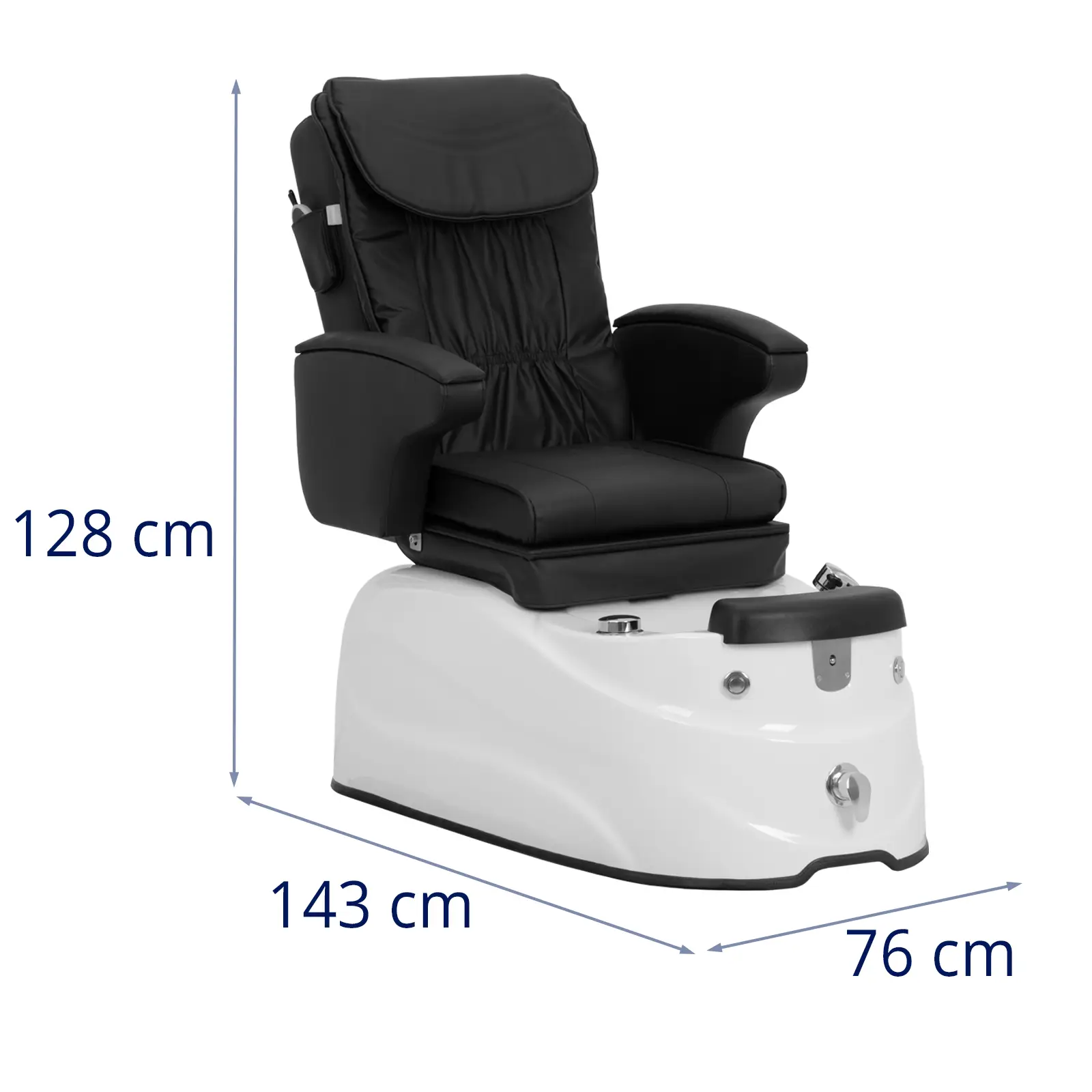 Fauteuil pédicure électrique - avec bain de pieds éclairé et fonction de massage - 105 W - 150 kg - noir (Hauteur du dossier: 130 cm)