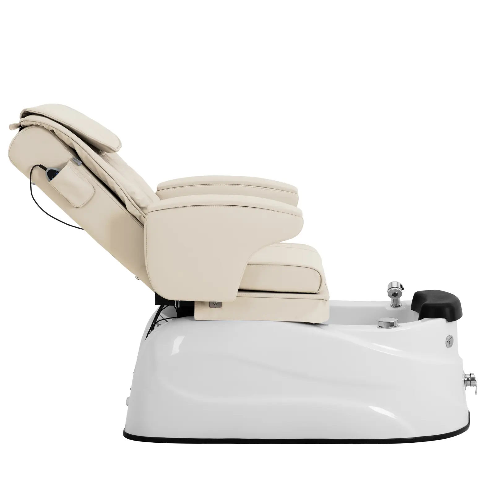 Elektrické pedikérské křeslo - s osvětlenou vaničkou na nohy a masážními funkcemi - 105 W - 150 kg - krémová (Dálkové ovládání: Ano)