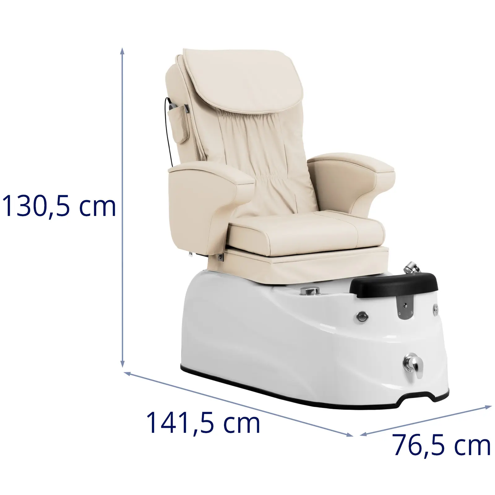 Elektrické pedikérské křeslo - s osvětlenou vaničkou na nohy a masážními funkcemi - 105 W - 150 kg - krémová (Výška opěradla: 130 cm)