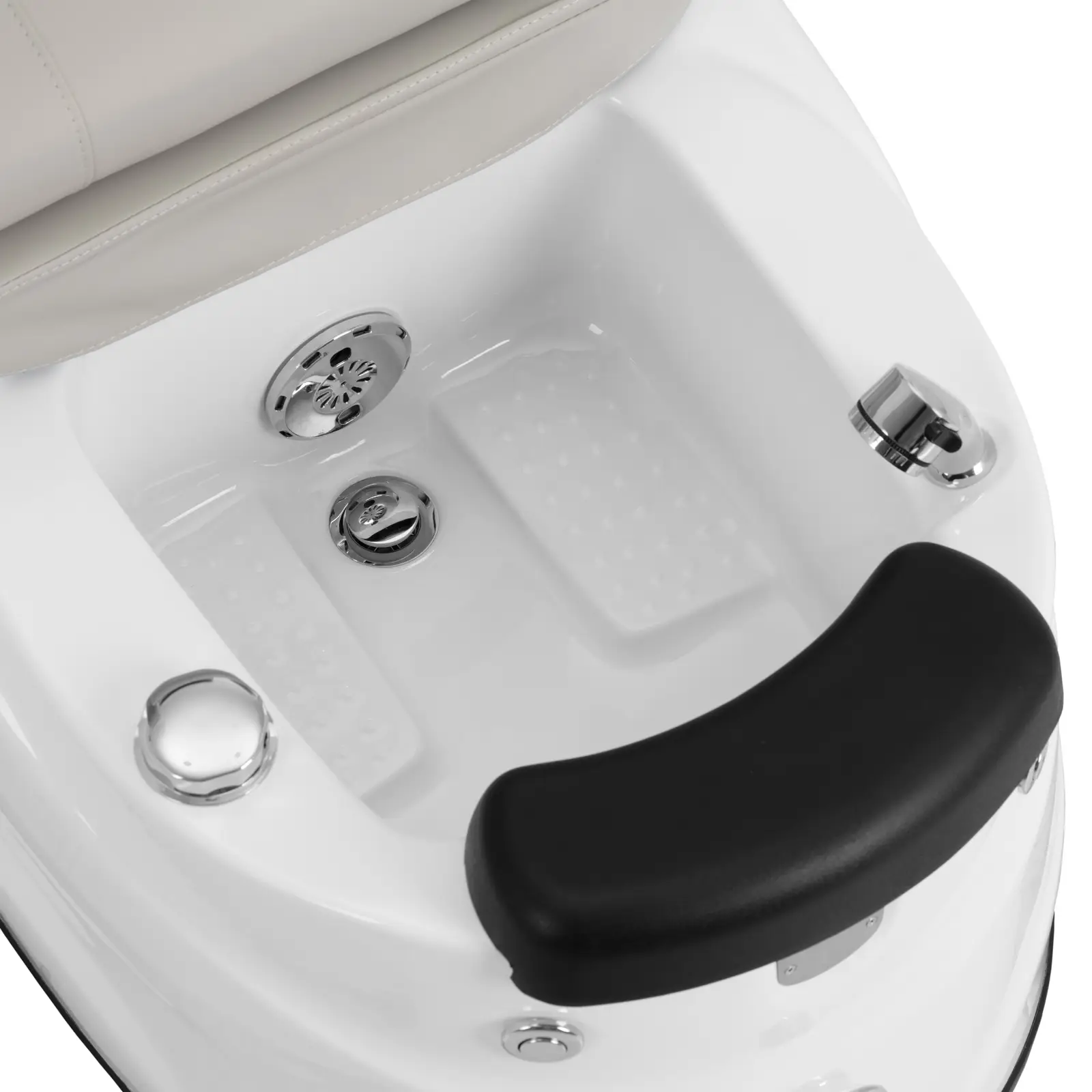 Elektrické pedikérské křeslo - s osvětlenou vaničkou na nohy a masážními funkcemi - 105 W - 150 kg - béžová (Výpustný kohout: Ano)