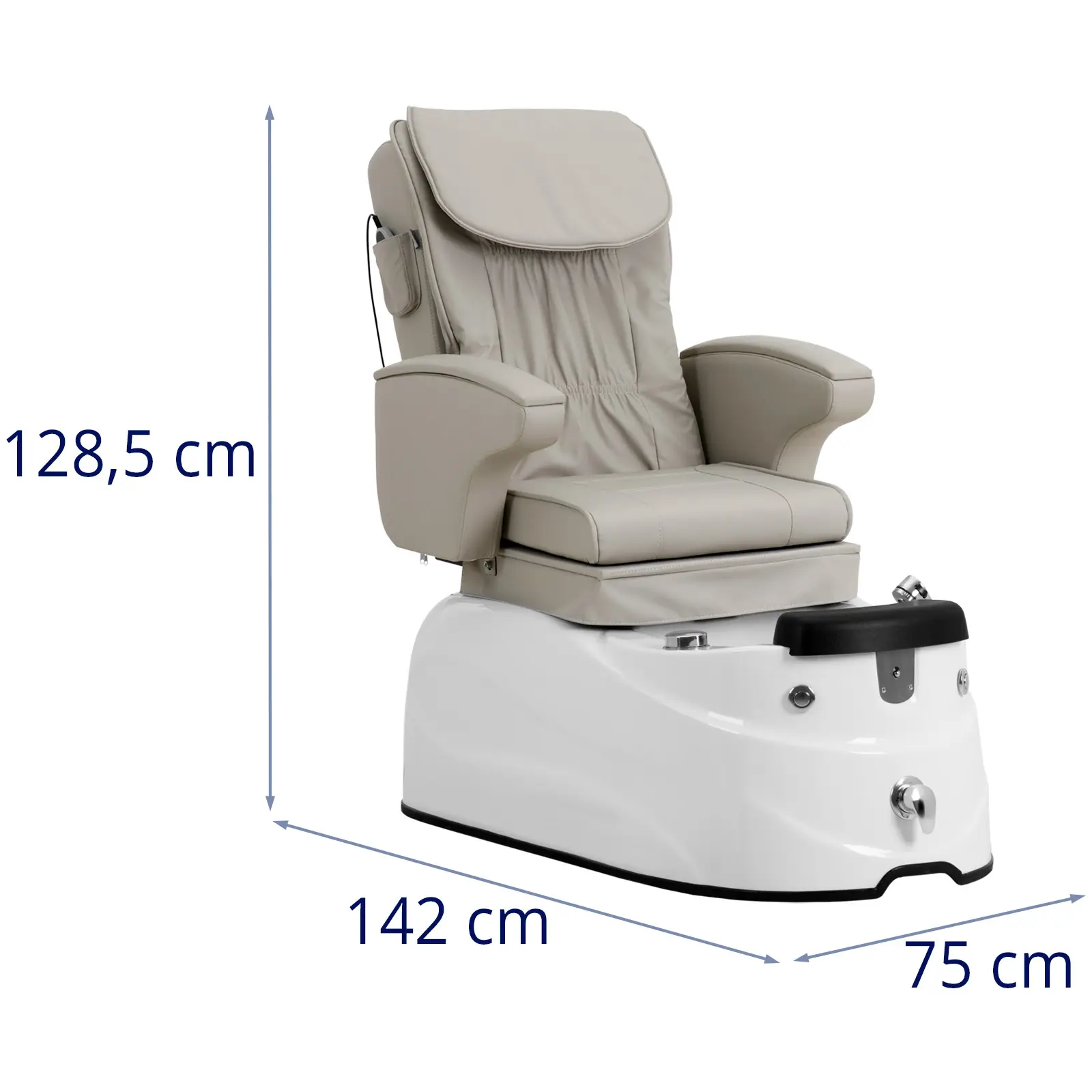 Elektrické pedikérské křeslo - s osvětlenou vaničkou na nohy a masážními funkcemi - 105 W - 150 kg - béžová (Výška opěradla: 130 cm)