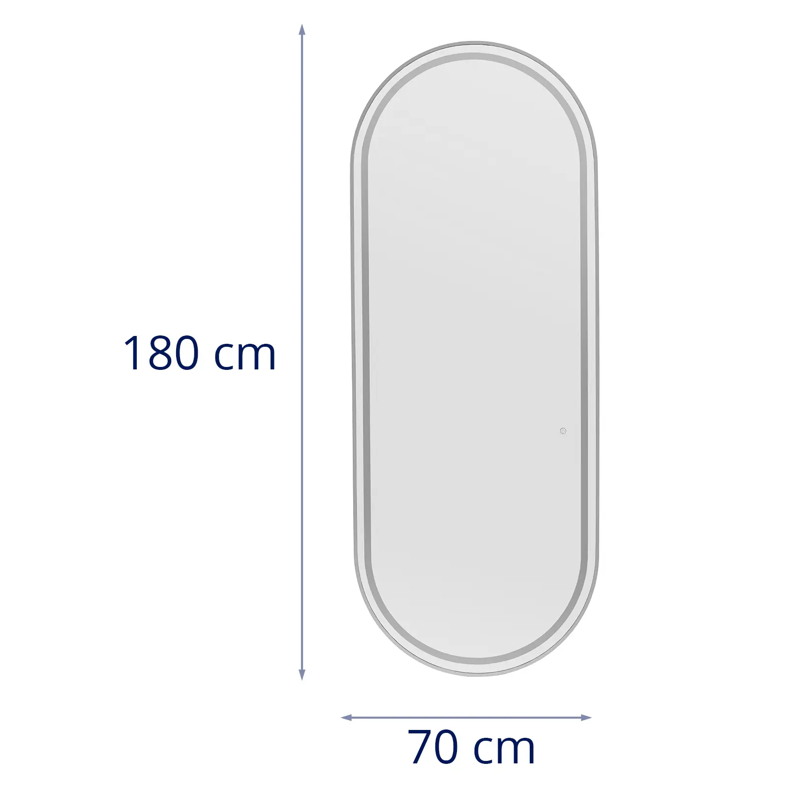 Salon Mirror - LED lighting - extra thin - oval - silver - 180 x 70 cm