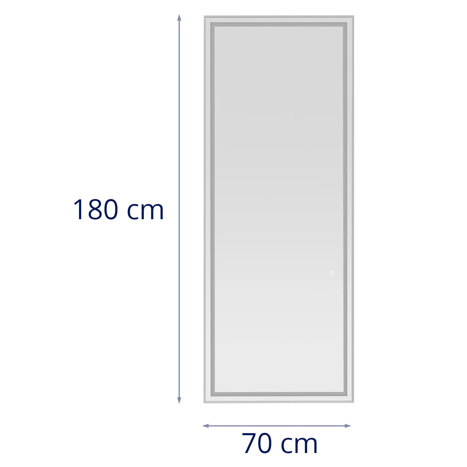 Salon Mirror - LED lighting - extra thin - rectangular - silver - 180 x 70 cm