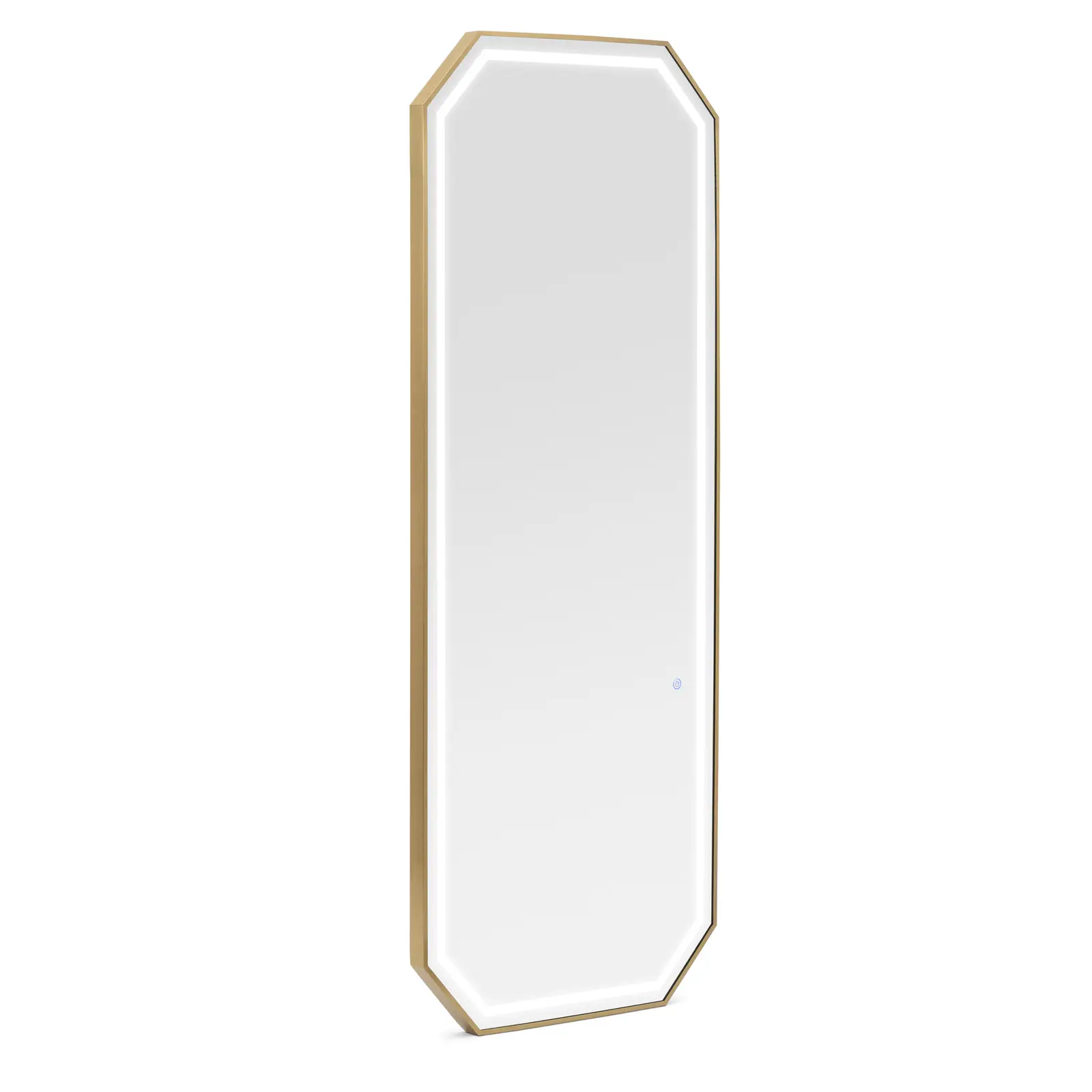 B-Ware Friseurspiegel - LED-Beleuchtung - extra flach - achteckig - golden - 180 x 70 cm