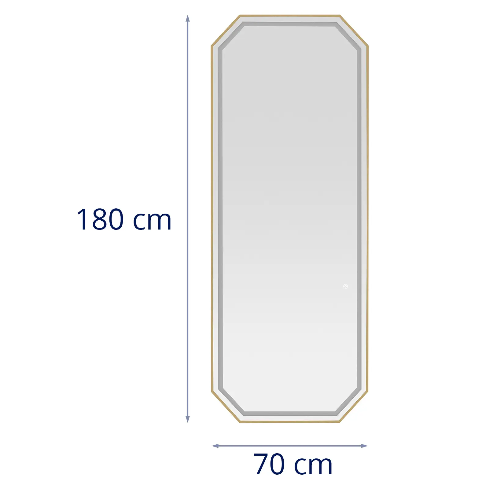 Kadeřnické zrcadlo - LED osvětlení - extra ploché - osmihranné - zlaté - 180 x 70 cm (Tvar: Osmiúhelník)