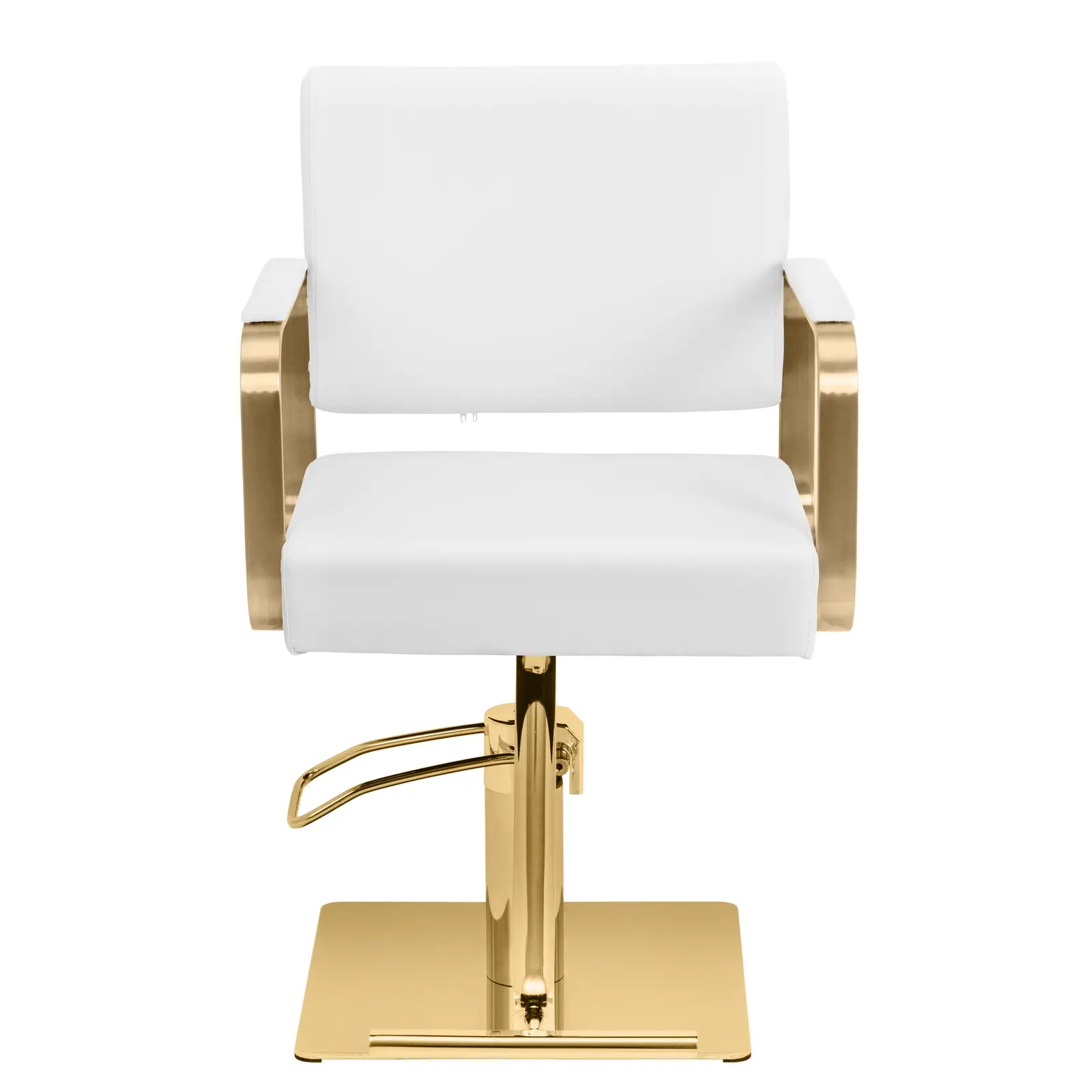 Poltrona da parrucchiere con poggiapiedi - 50 - 66 cm - 200 kg - Bianco, oro