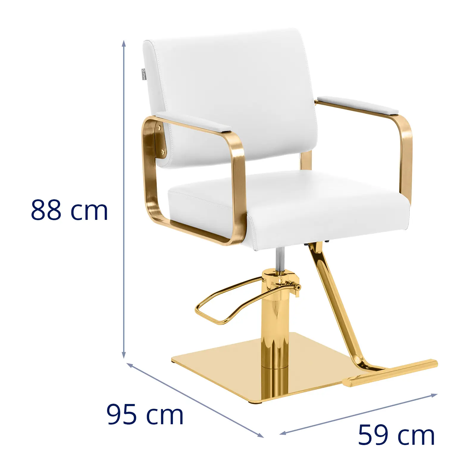 Kadeřnické křeslo s podnožkou - 50–66 cm - 200 kg - bílá/zlatá (Tloušťka polstrování: 95 mm)