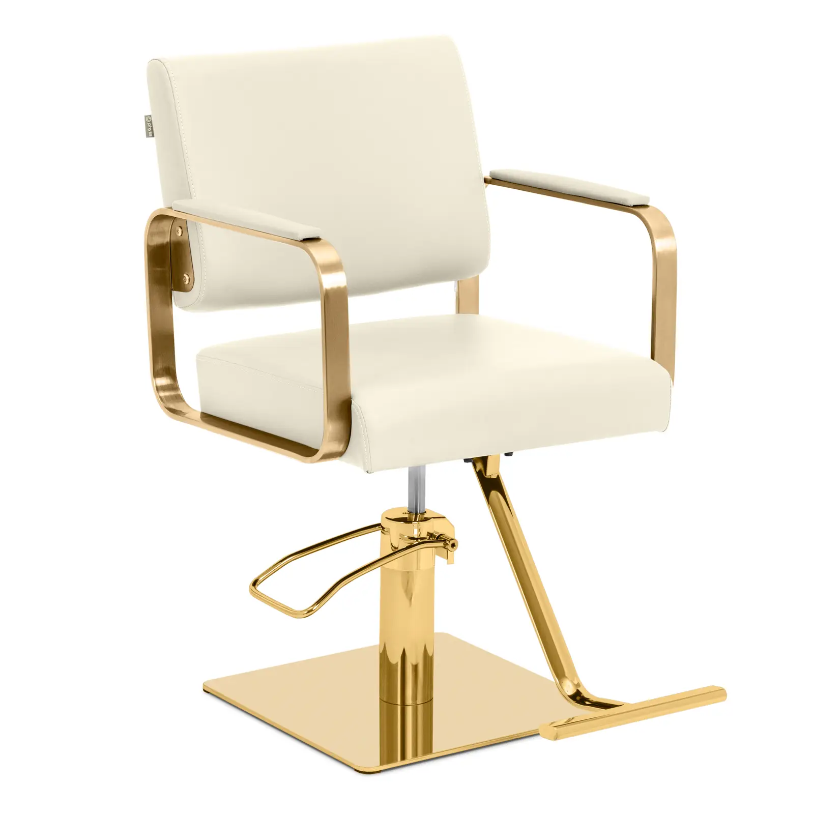 Fauteuil de coiffure avec repose-pieds - 50 - 66 cm - 200 kg - beige/or