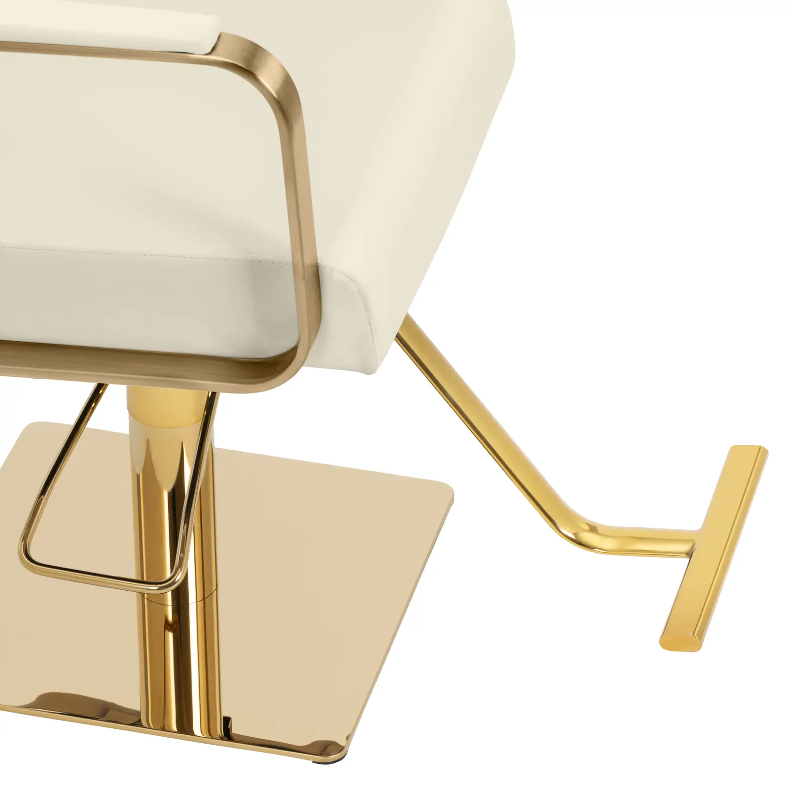 Fauteuil de coiffure avec repose-pieds - 50 - 66 cm - 200 kg - beige/or (Charge max.: 200 kg)