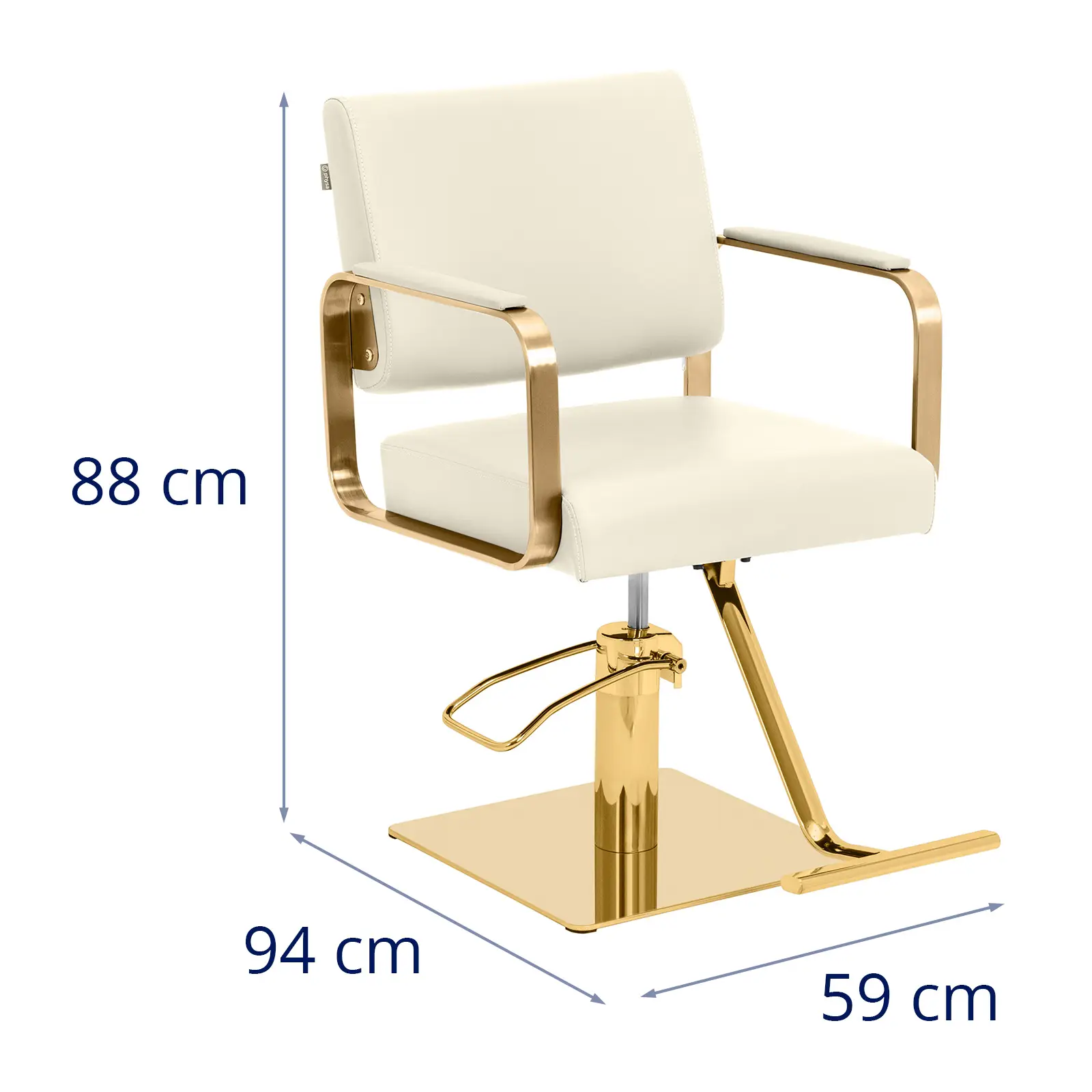 Fauteuil de coiffure avec repose-pieds - 50 - 66 cm - 200 kg - beige/or (Épaisseur rembourrage: 95 mm)