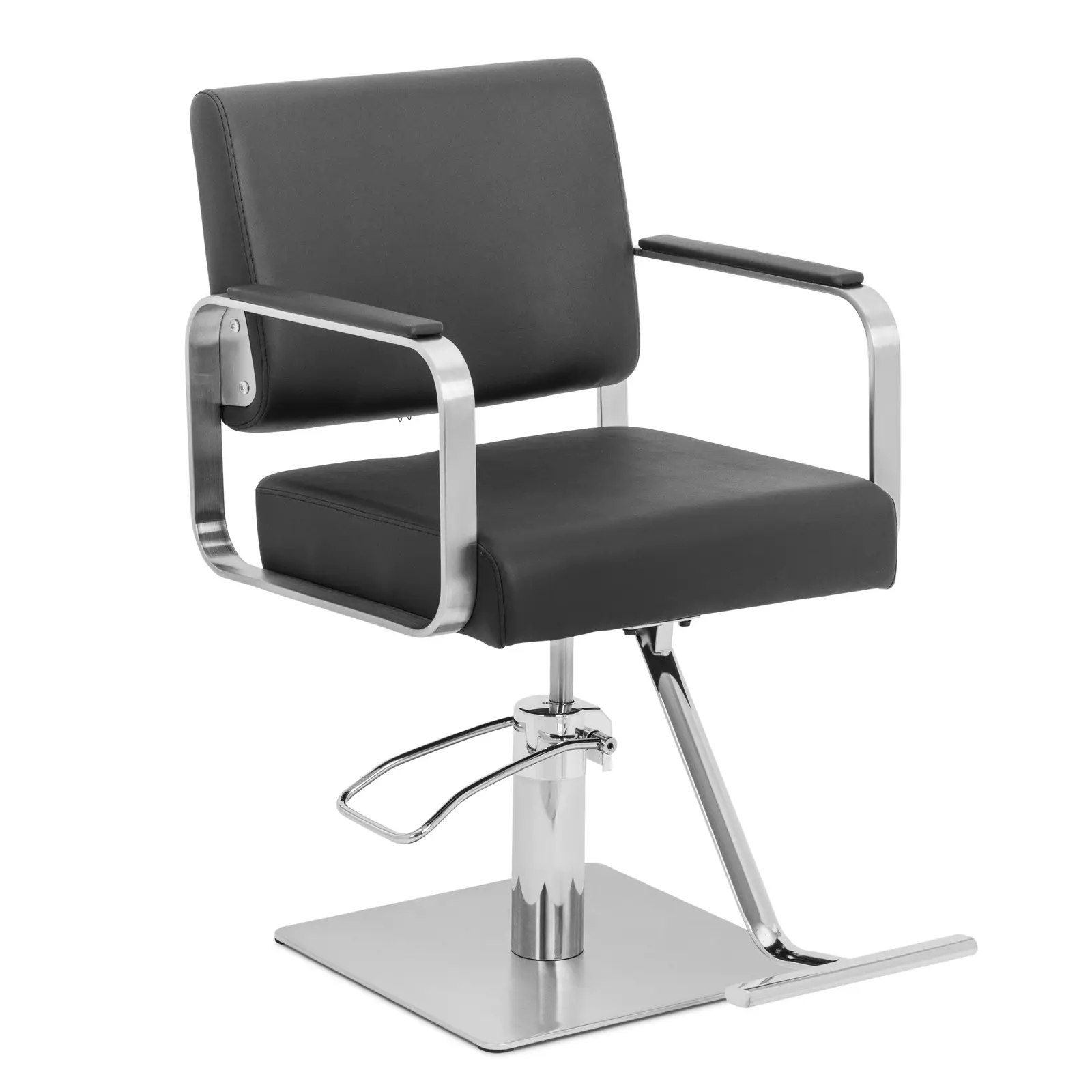 Fauteuil de coiffure avec repose-pieds - 50 - 66 cm - 200 kg - noir/argent