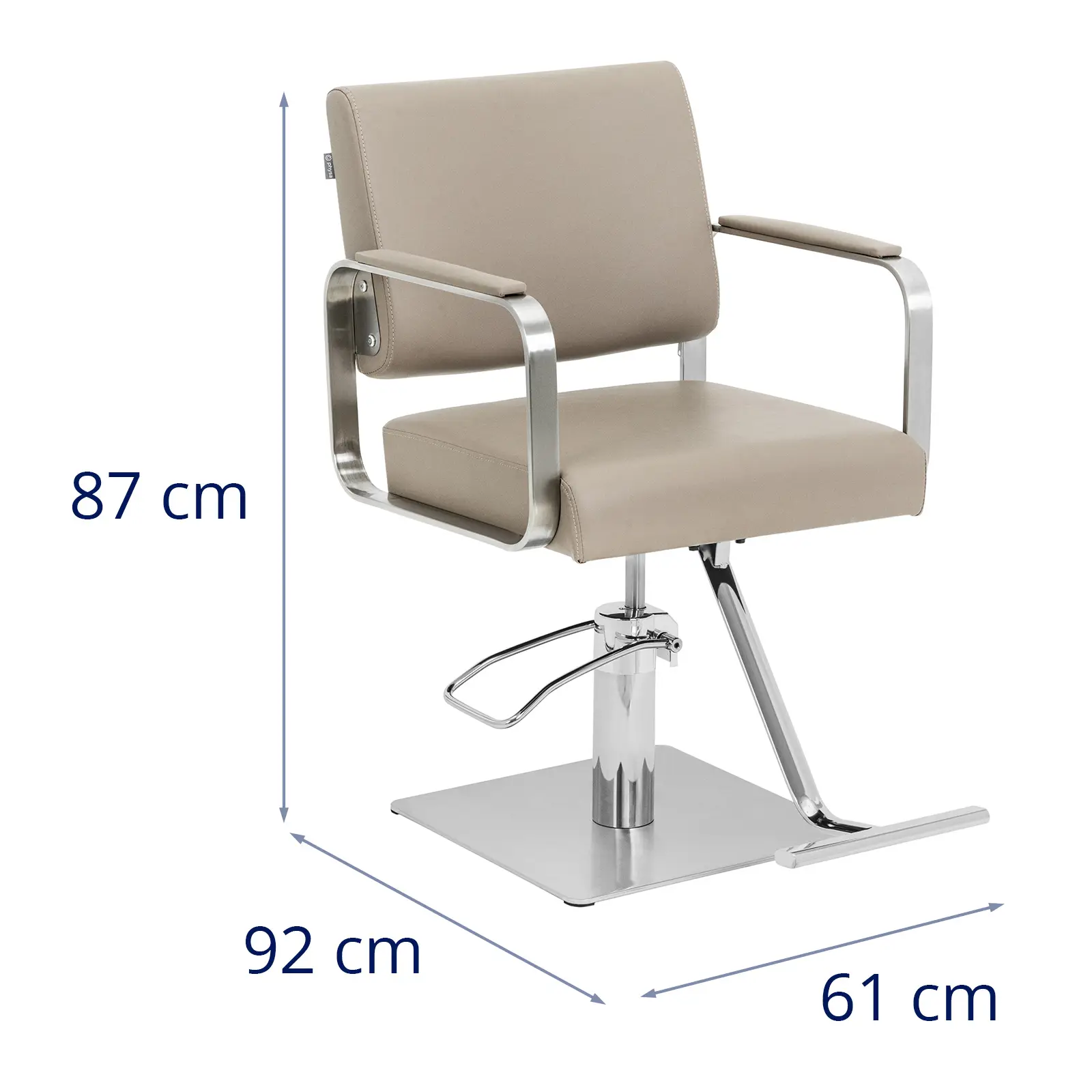 Kadeřnické křeslo s podnožkou - 50–66 cm - 200 kg - béžová/stříbrná (Tloušťka polstrování: 95 mm)