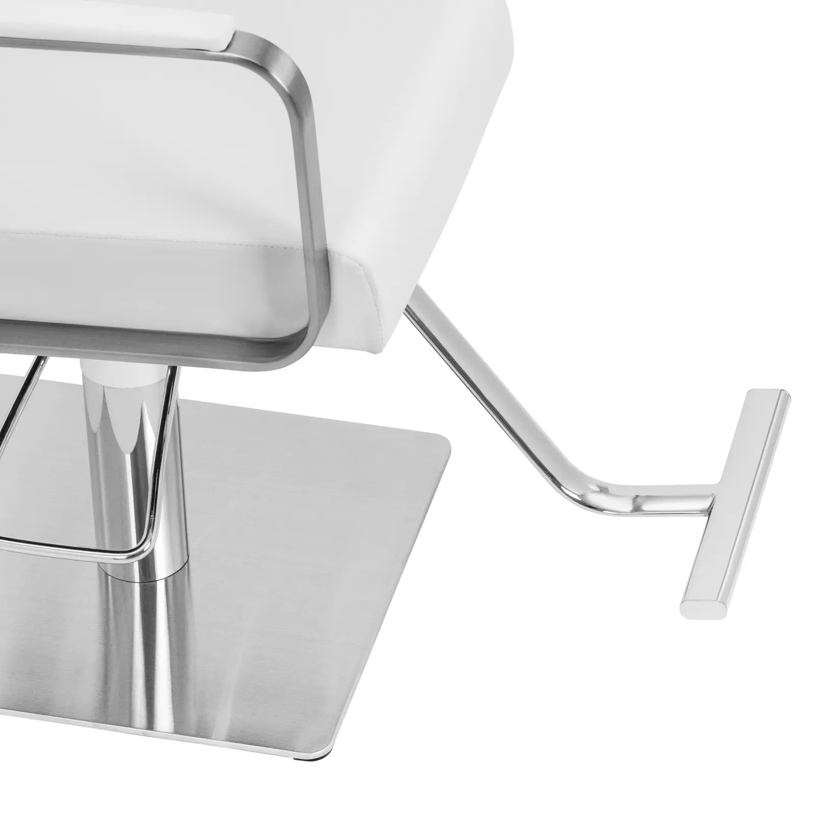 Fauteuil de coiffure avec repose-pieds - 50 - 66 cm - 200 kg - blanc/argent (Charge max.: 200 kg)