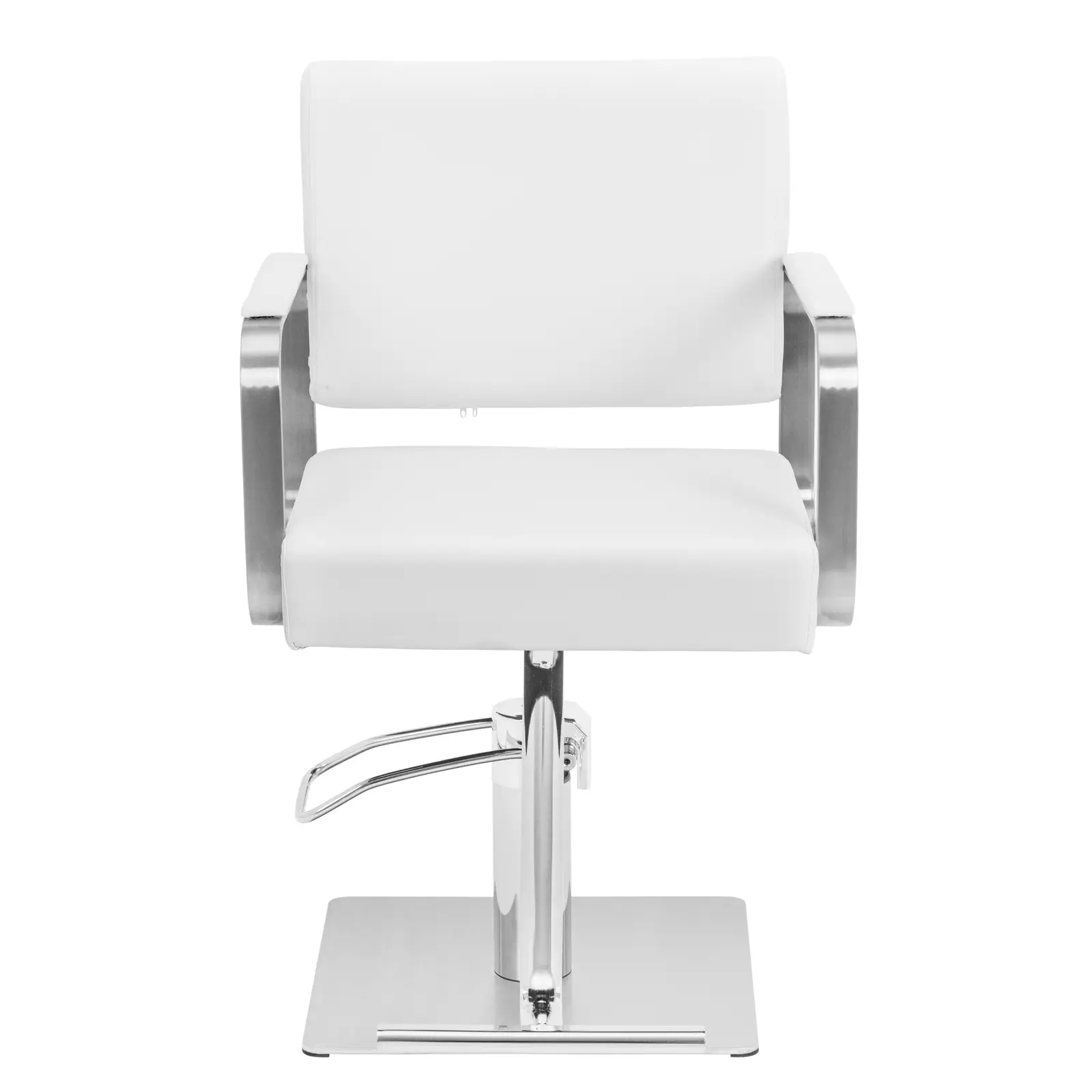 Sillón de peluquería con reposapiés - 50 - 66 cm - 200 kg - blanco/plateado