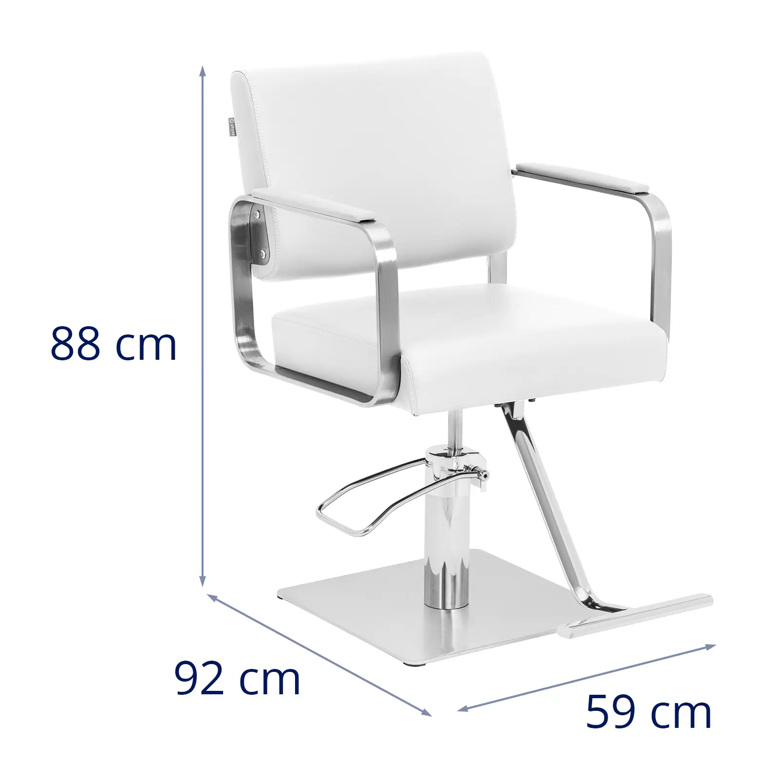 Fauteuil de coiffure avec repose-pieds - 50 - 66 cm - 200 kg - blanc/argent (Épaisseur rembourrage: 95 mm)