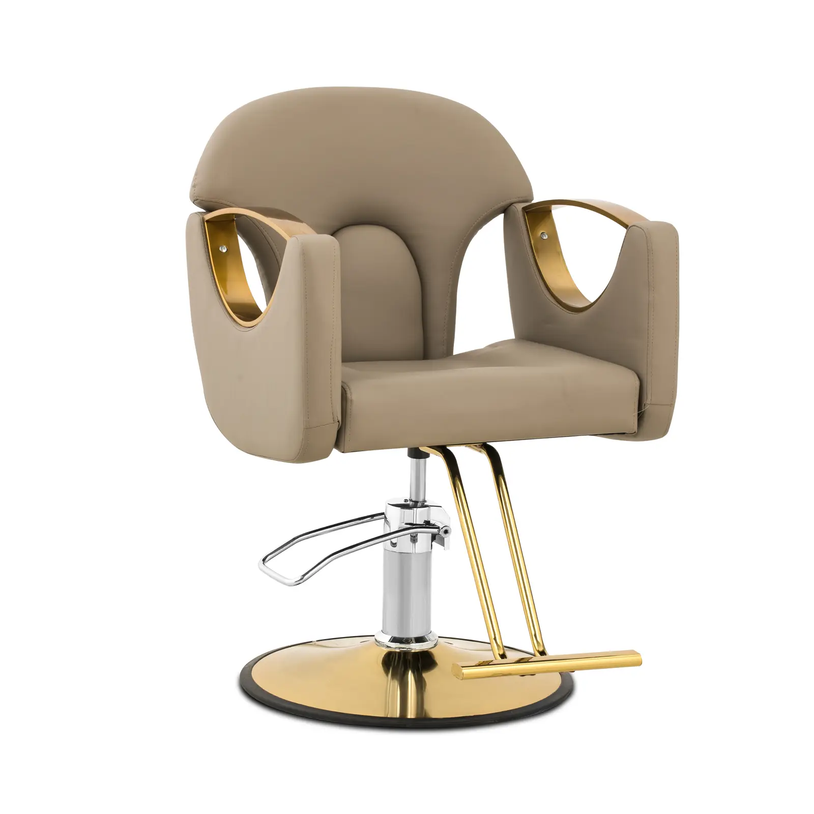 Poltrona da parrucchiere con poggiapiedi - 53 - 64 cm - 180 kg - Beige