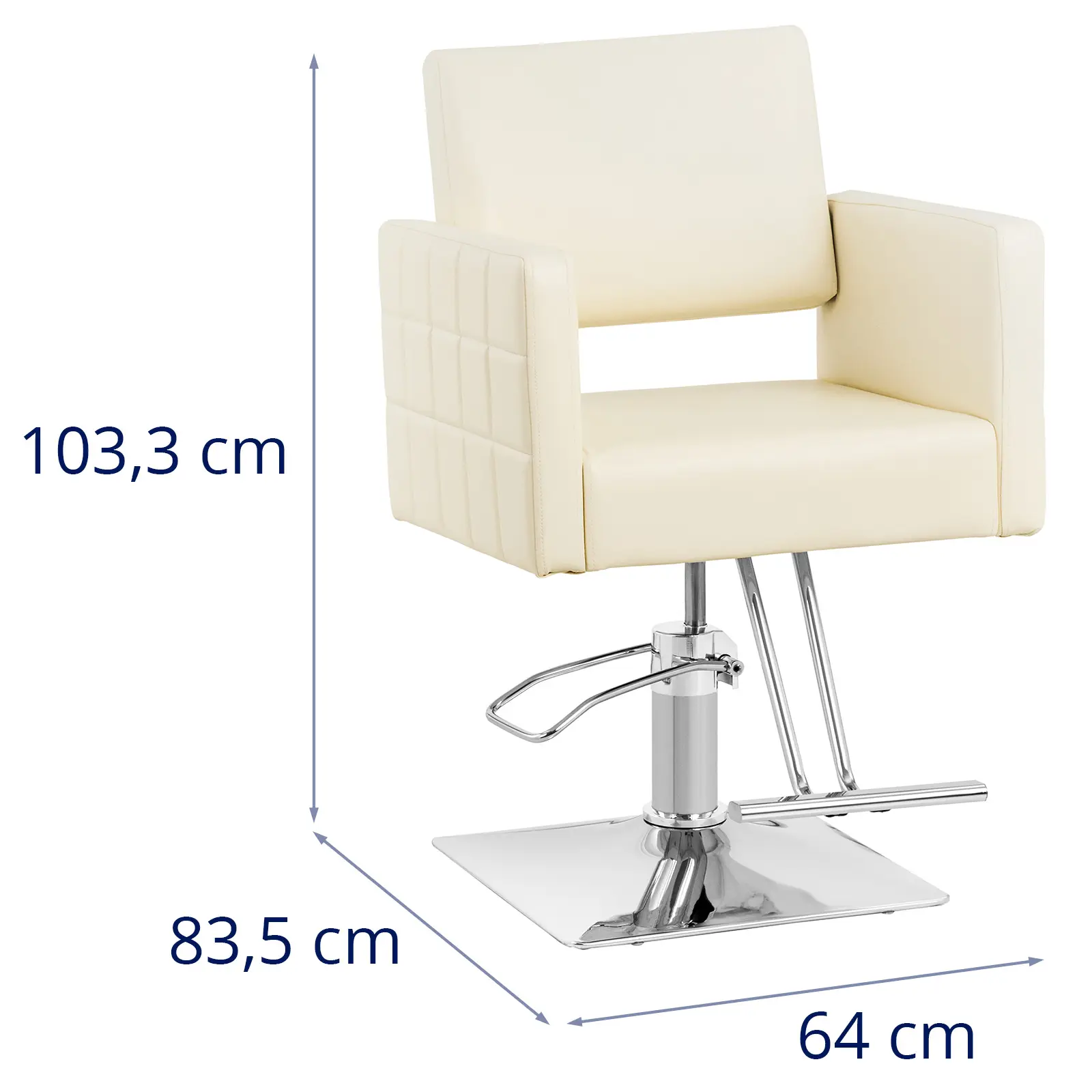 Fotel fryzjerski Ribbleton z podnóżkiem - 45 - 55 cm - 150 kg - kremowy