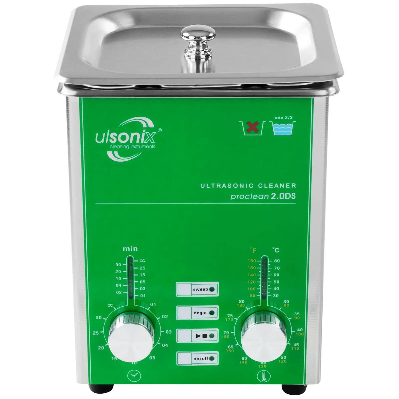 Ultrazvuková čistička - 2 l - 40 kHZ - 80 W - Degas - Memory - Sweep - Pulse (Časovač: Ano)