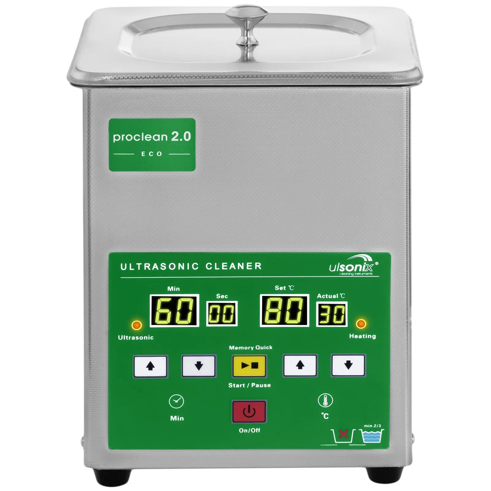 Ultrazvuková čistička - 2 l - 40 kHz - 60 W - Memory (Časovač: Ano)