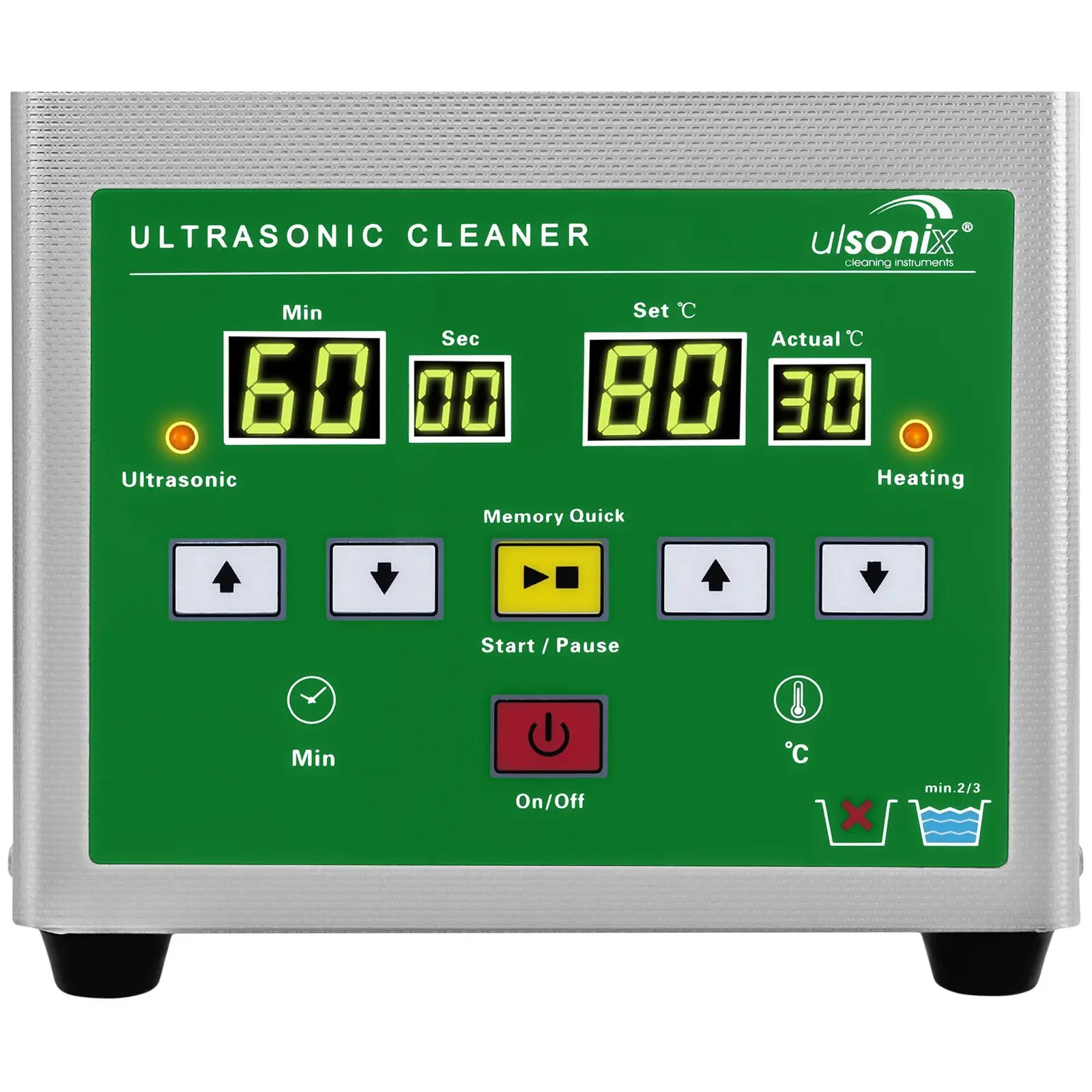Ultrazvuková čistička - 2 l - 40 kHz - 60 W - Memory (Objem: 2 l)