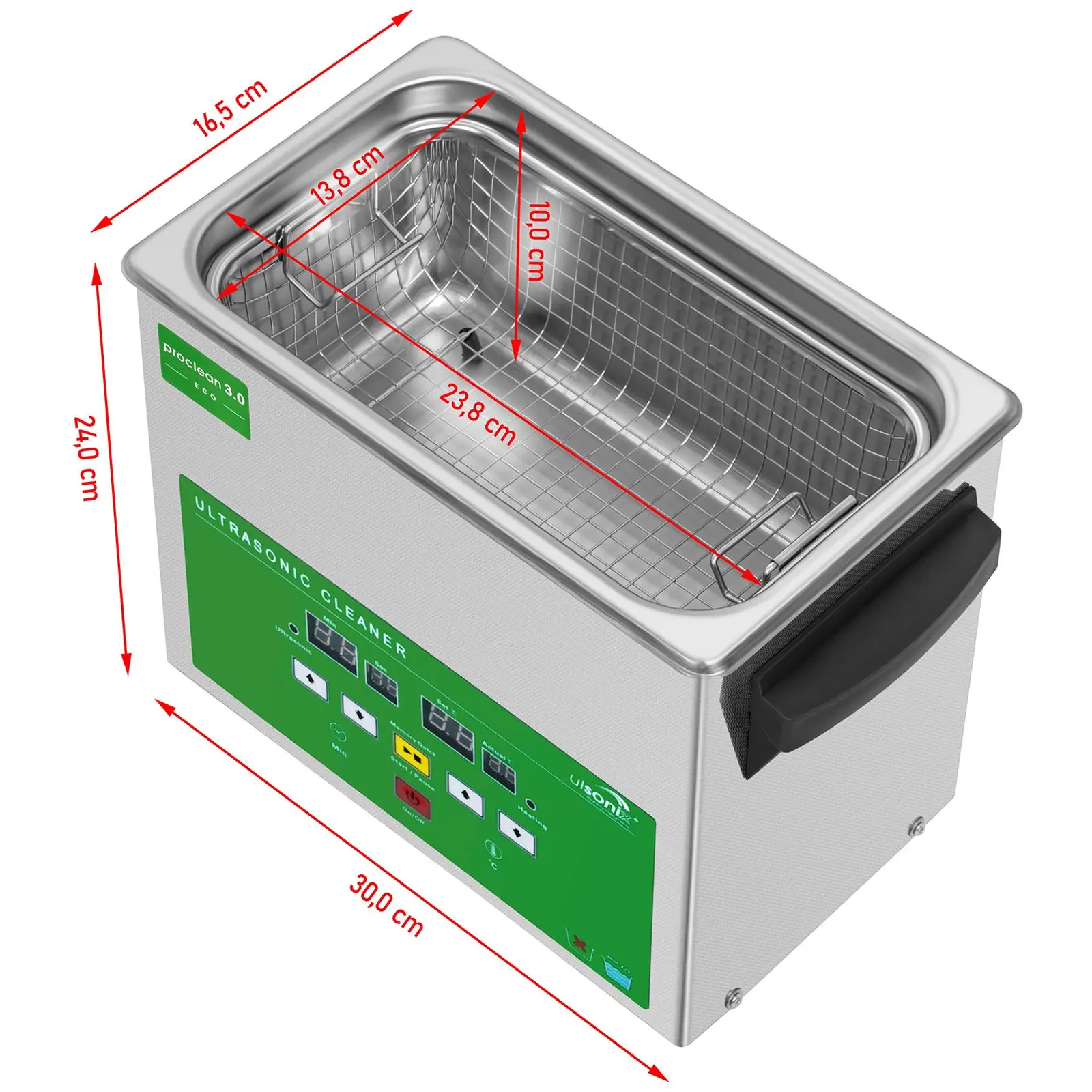 Ultrazvuková čistička - 3 l - 40 kHz - 120 W - Memory (Pulzní funkce: Ne)