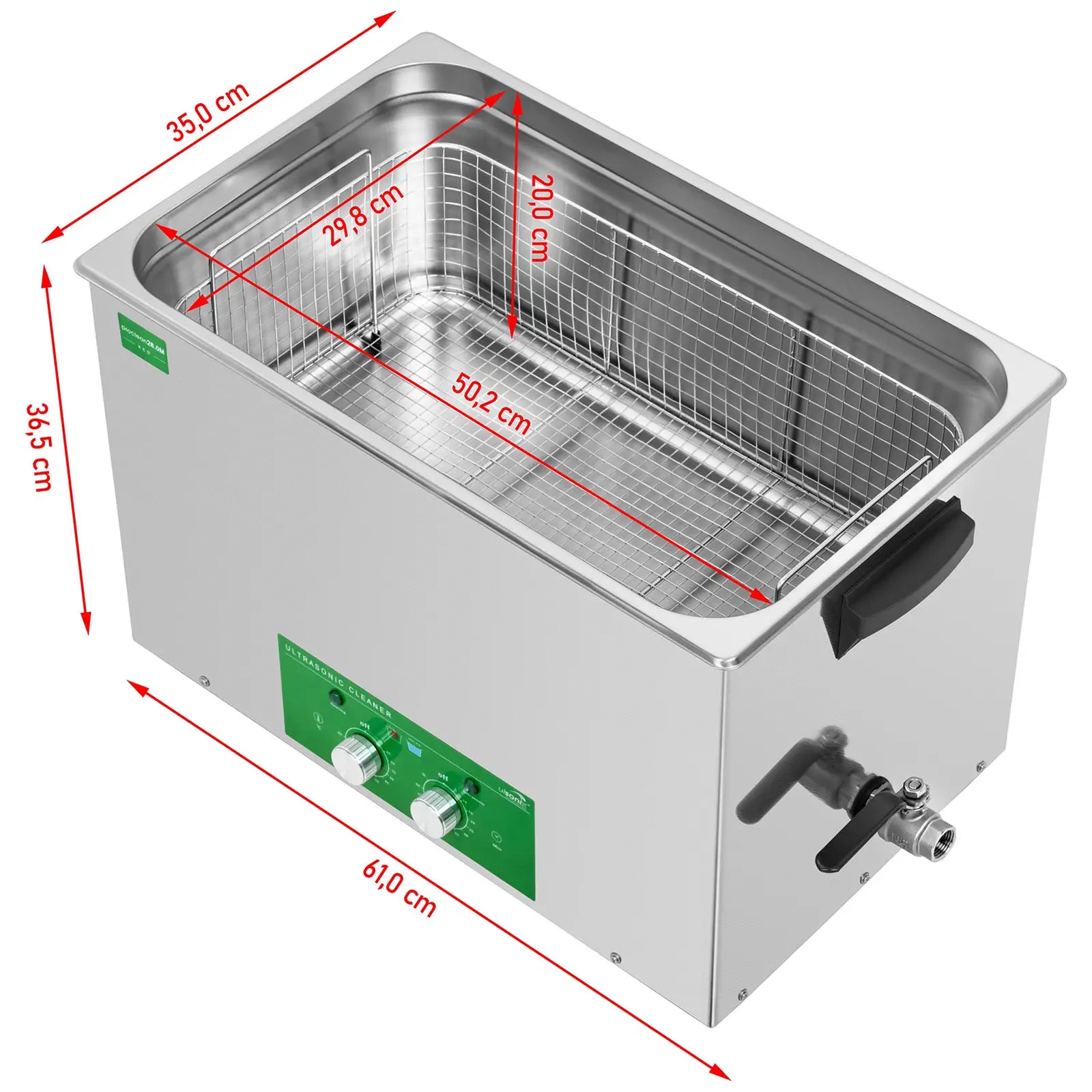 Ultrasonic cleaner - 28 litres - 480 W - Basic Eco