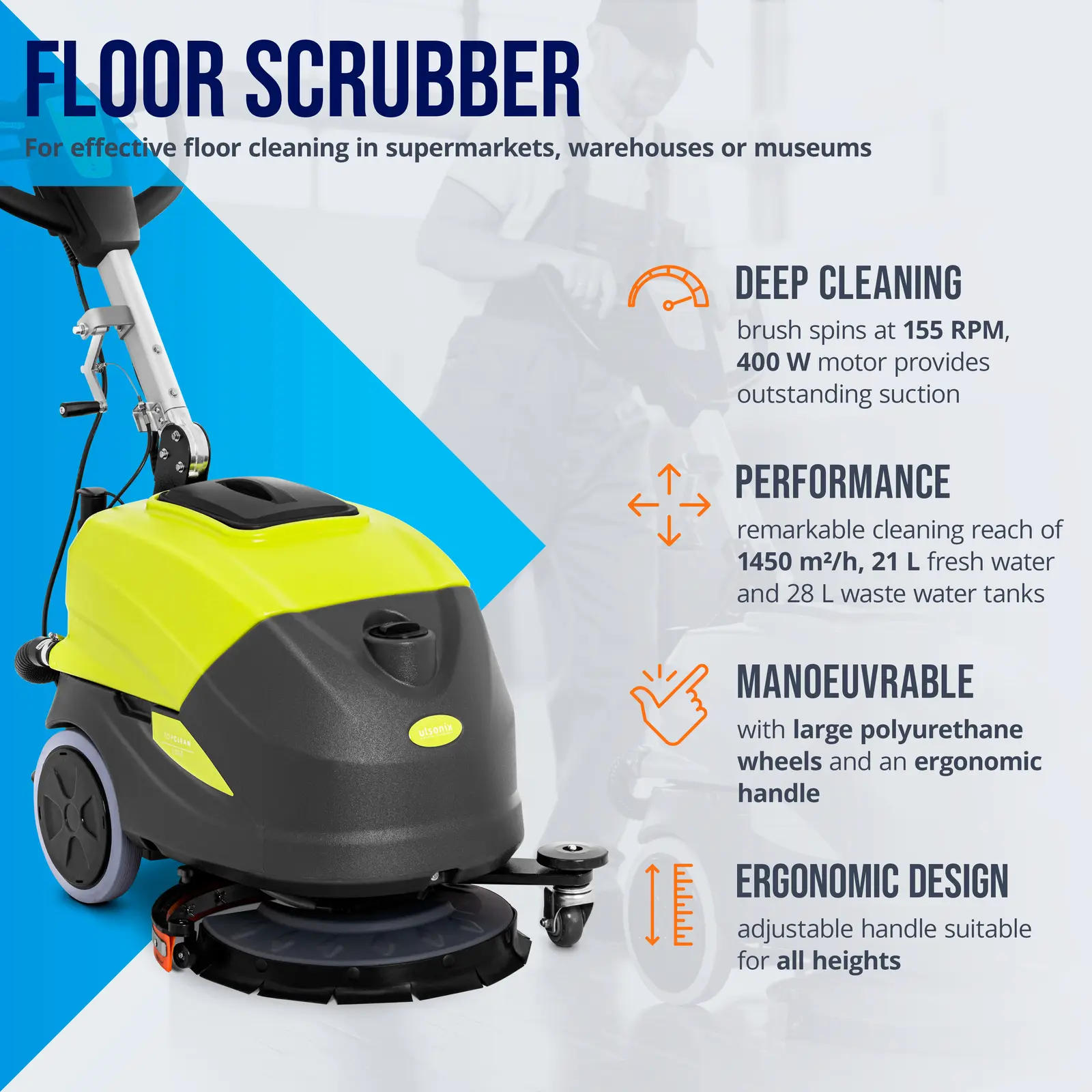 Floor Scrubber - 45.5 cm - 1,450 m²/h