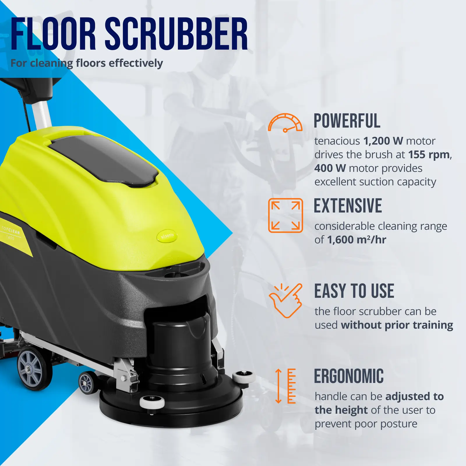 Floor Scrubber - 45.5 cm - 1,600 m²/hr