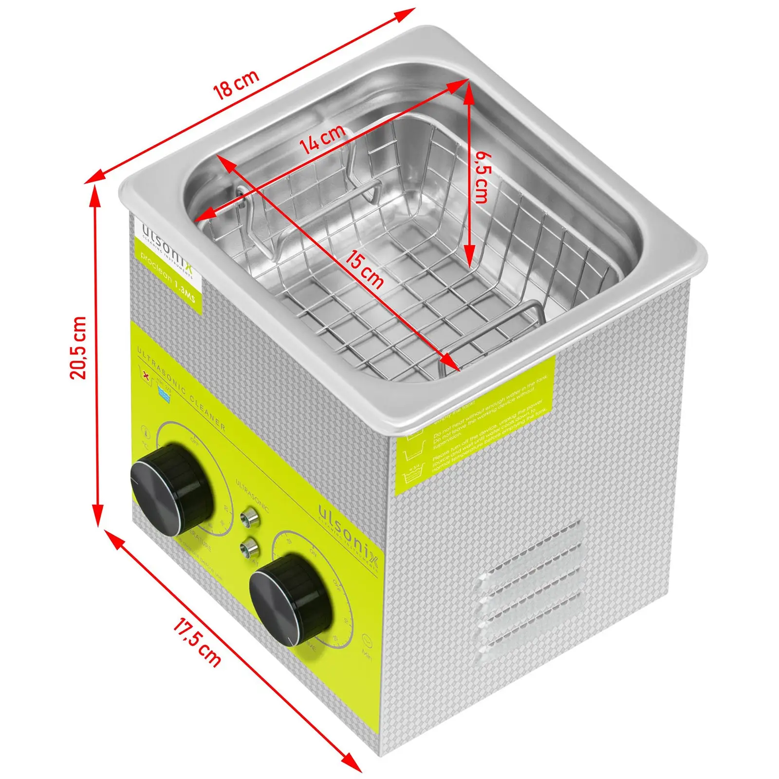 Ultrazvuková čistička - 1,3 l - 40 kHz - 60 W (Počet sond: 1)