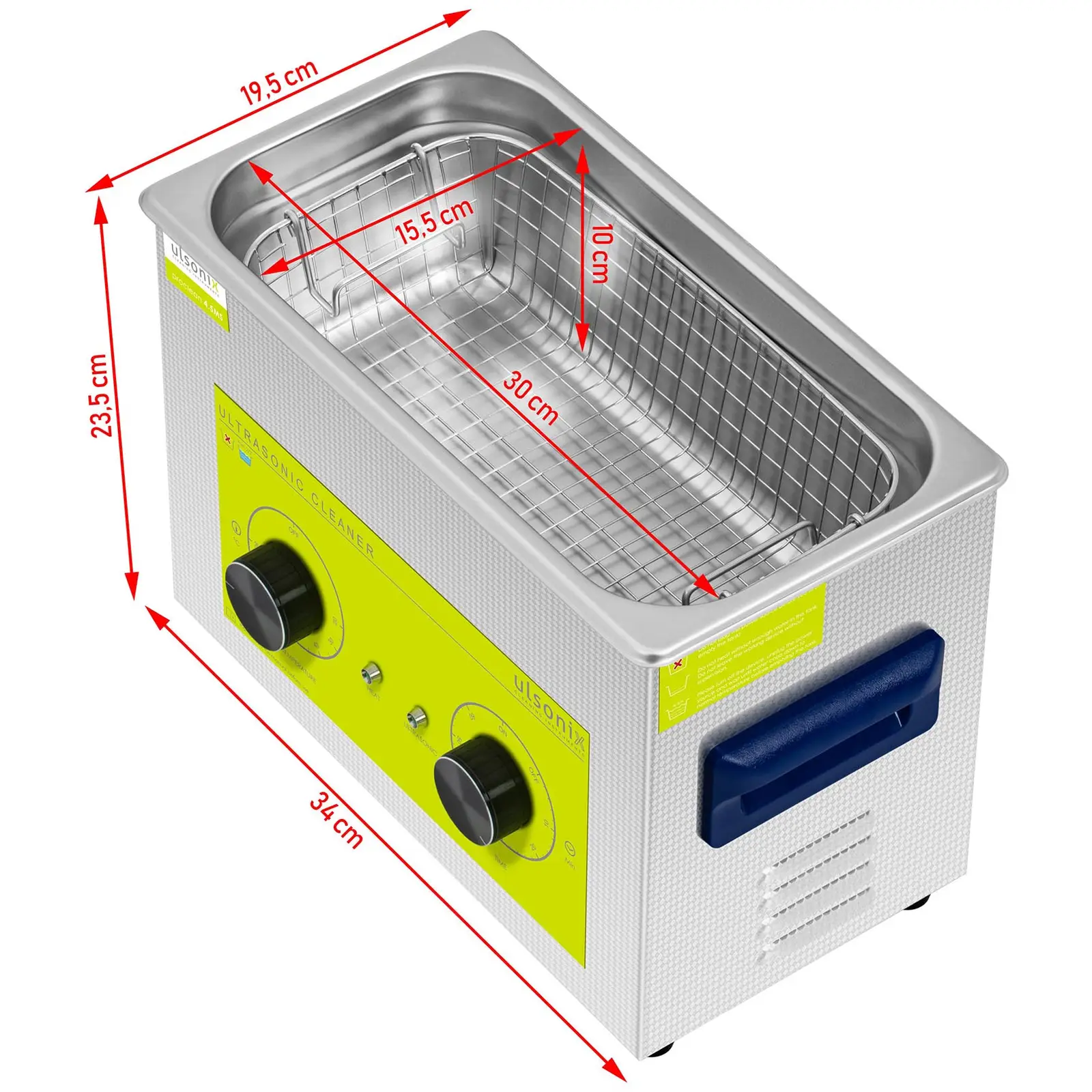 Nettoyeur à ultrasons - 4,5 litres - 120 watts (Poignées de transport: Oui)