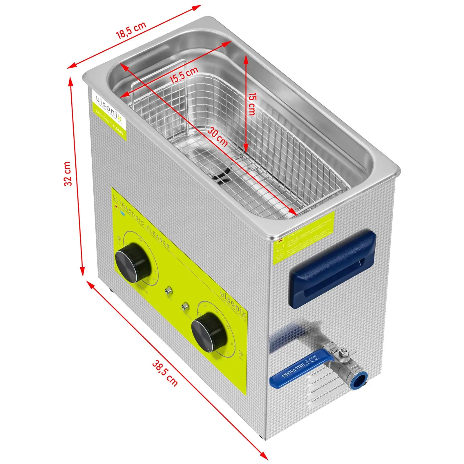 Ultrazvuková čistička - 6,5 l - 40 kHz - 180 W (Držadla: Ano)