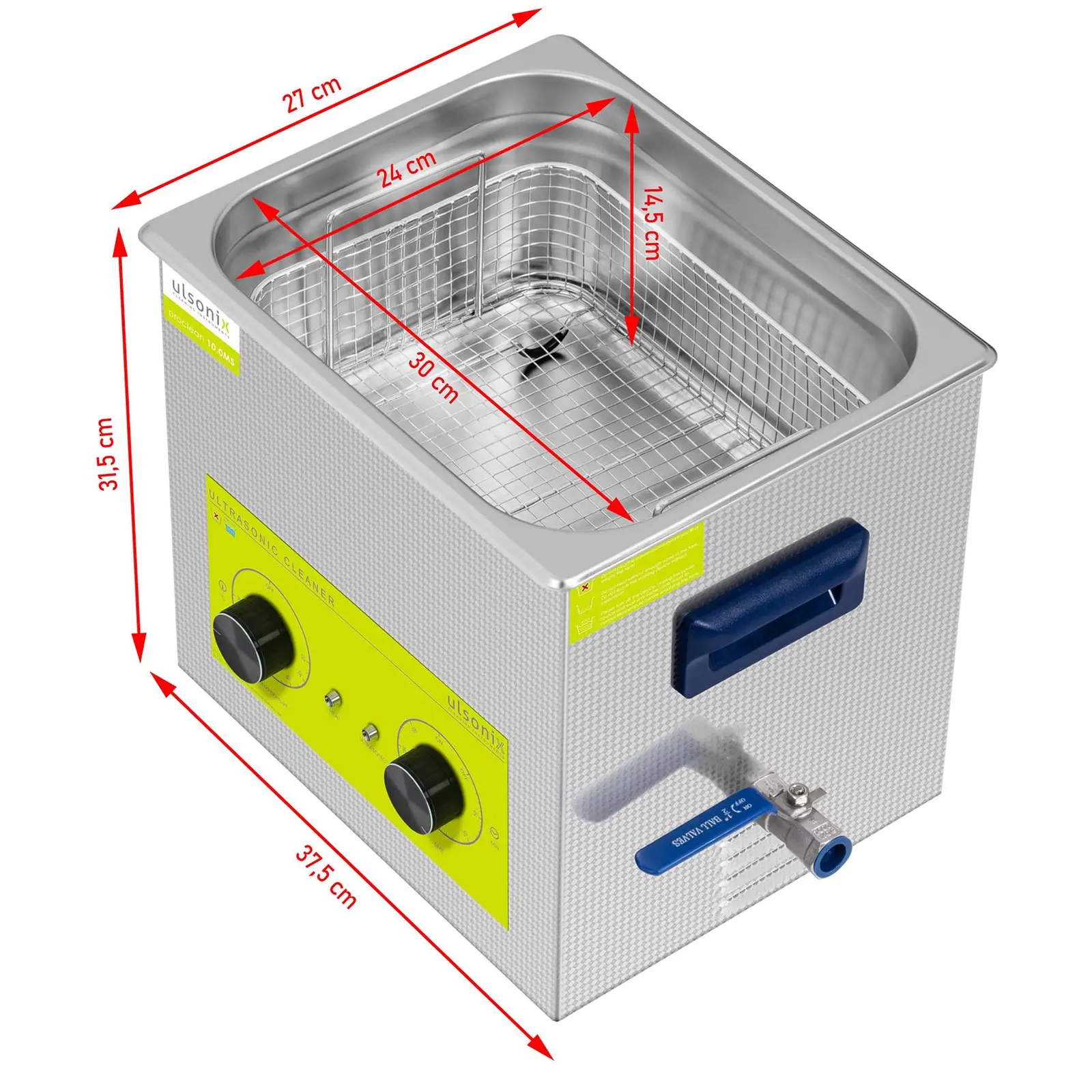 Ultrazvuková čistička - 10 l - 40 kHz - 240 W (Držadla: Ano)