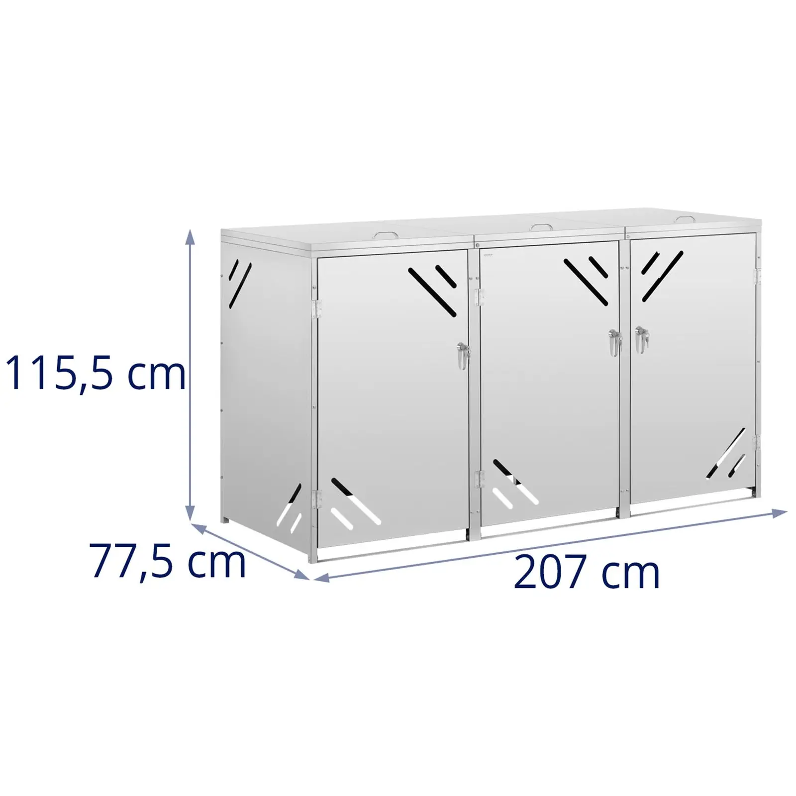 Mueble para cubos de basura - 3 x 240 L - ranuras de ventilación diagonales