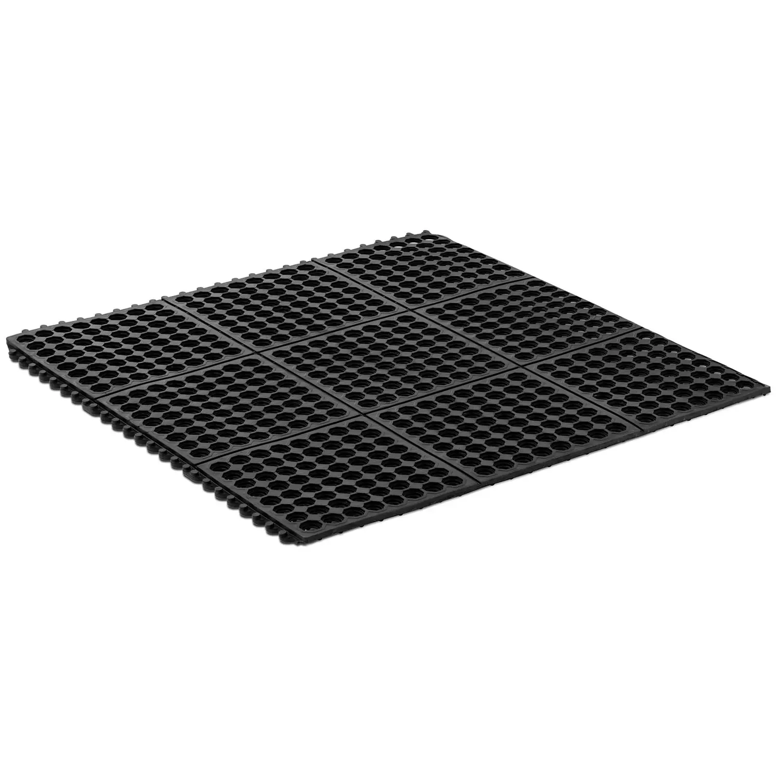 ring rubber mat - 92 x 92 x 1 cm - zwart