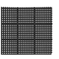 Tapis en caoutchouc - 92 x 92 x 1 cm - Noir