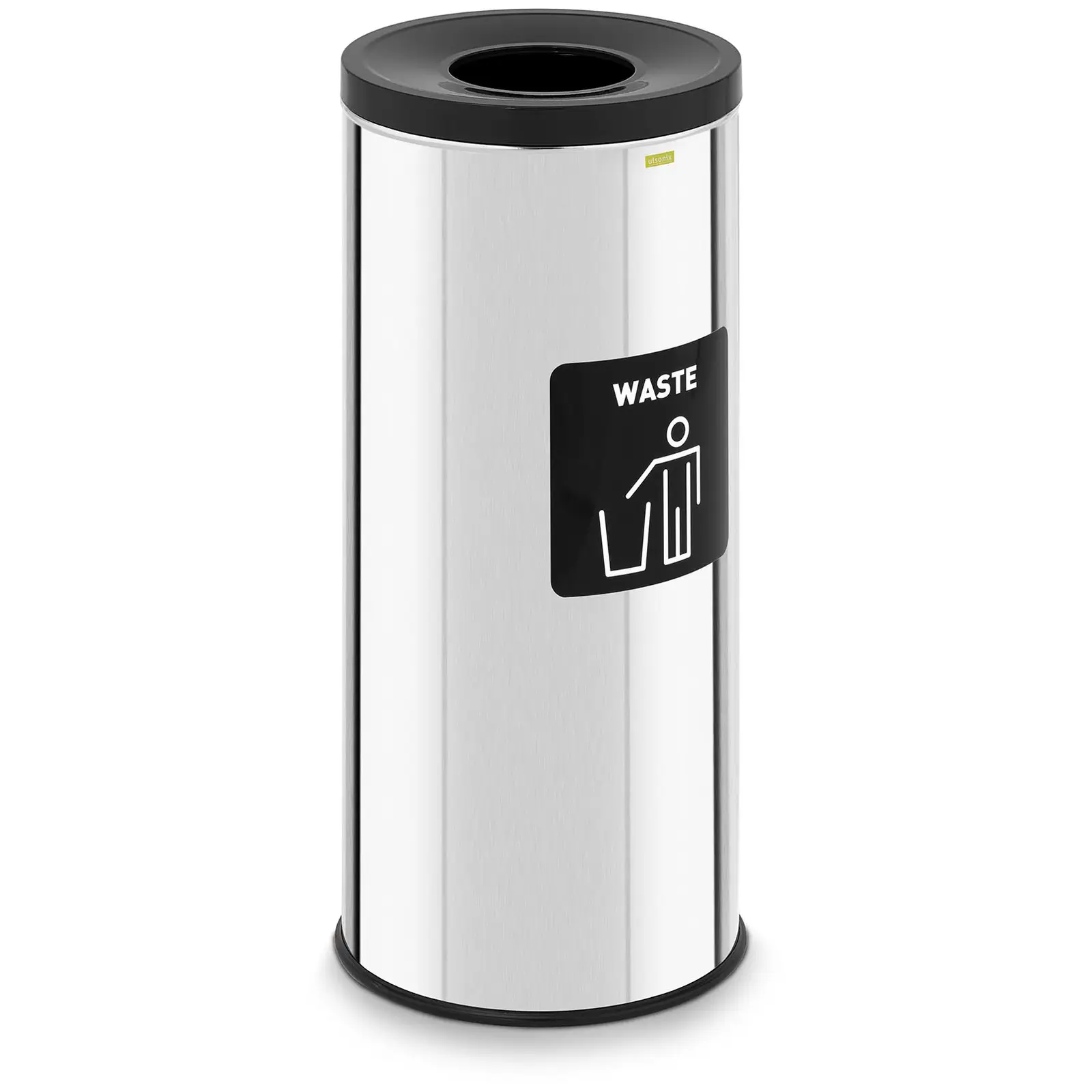 Coș de gunoi 45 L cromat etichetă pentru deșeuri nereciclabile - Cosuri de gunoi ulsonix