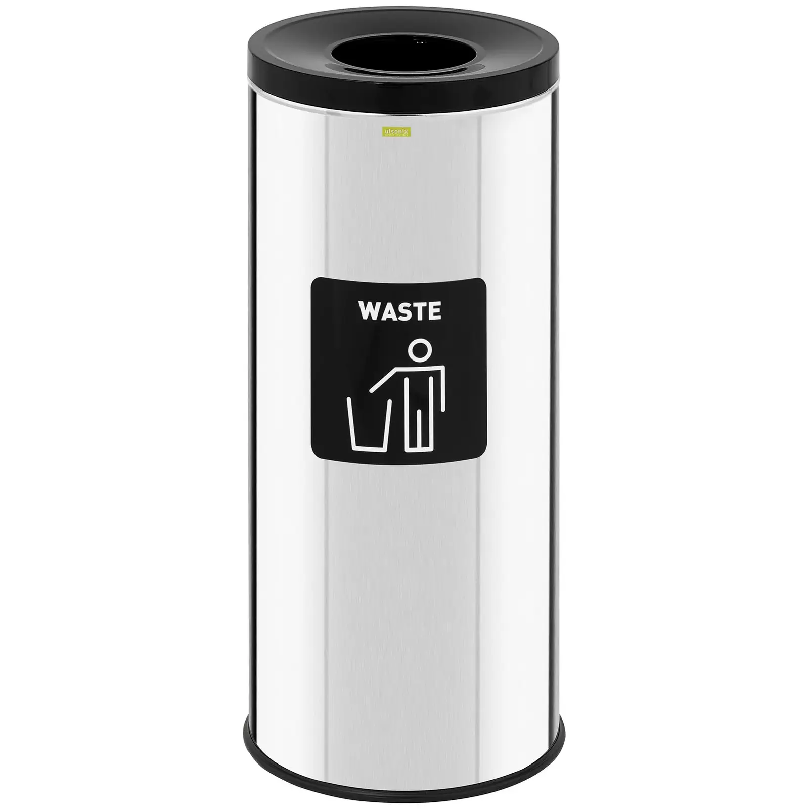 Waste Bin - 45 L - chrome - non-recyclable waste label