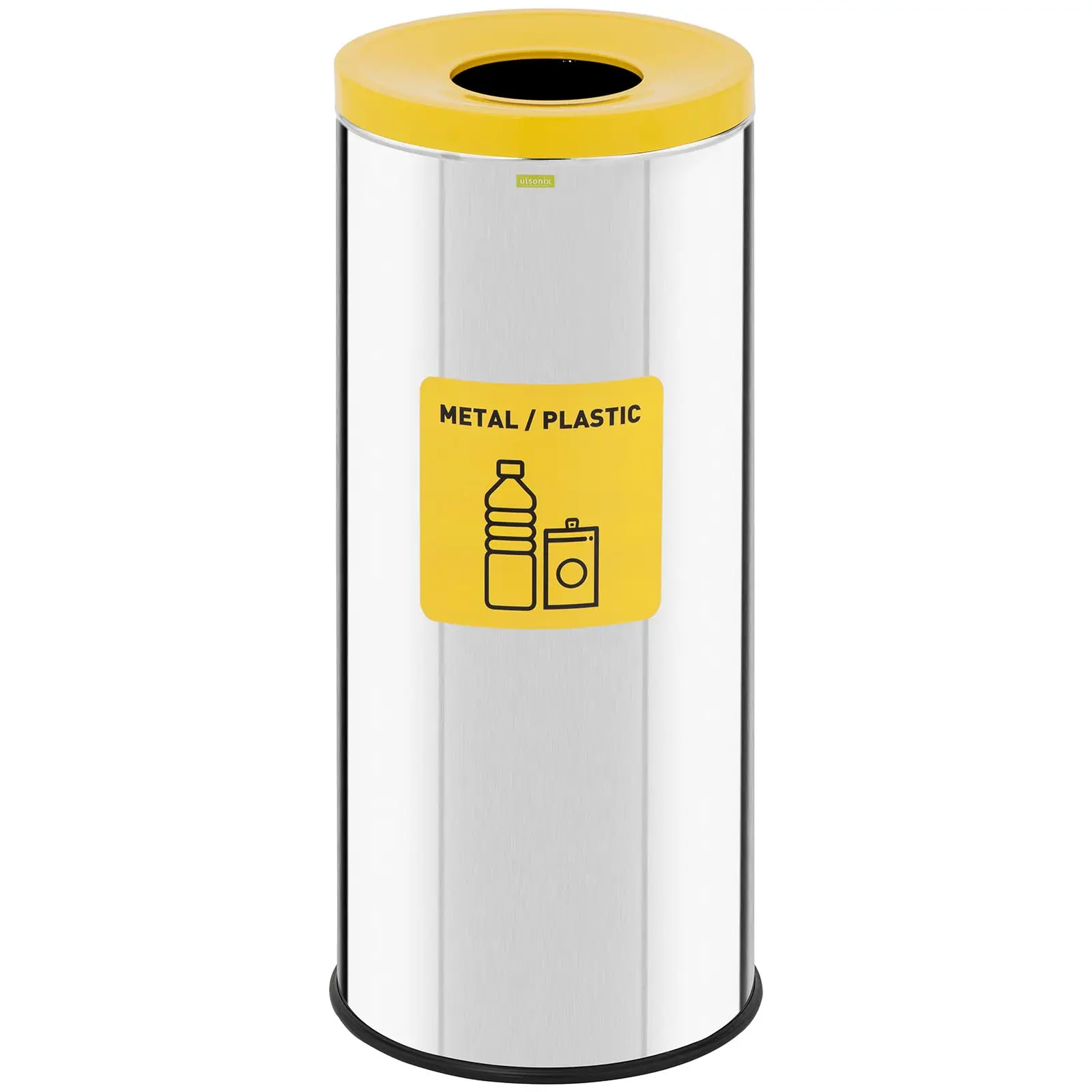 Waste Bin - 45 L - chrome - recyclable waste label