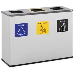 Kildesorteringsbeholder - 3 x 60 L - Silver - etikett for resirkulerbart materiale