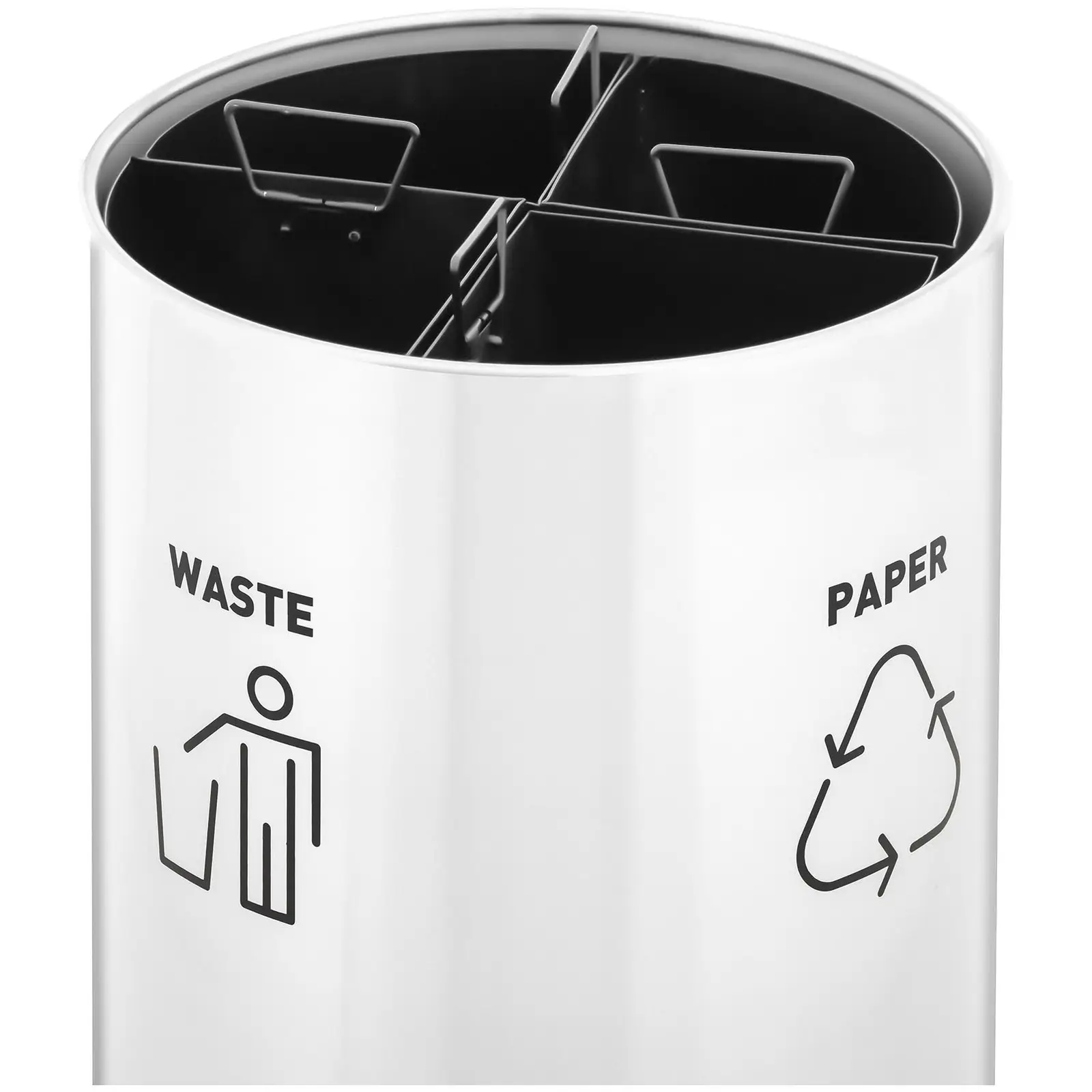 Poubelle tri inox - ronde - avec séparateur - acier inoxydable/plastique - argent/noir/bleu/rouge/jaune (Volume: 45 l)