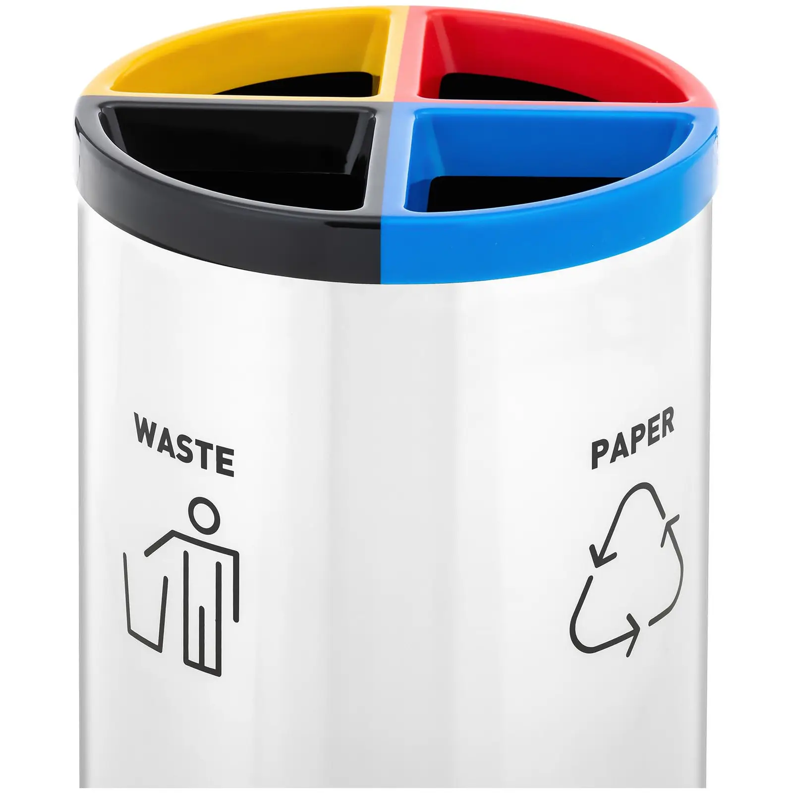 Poubelle tri inox - ronde - avec séparateur - acier inoxydable/plastique - argent/noir/bleu/rouge/jaune (Matériau(x): Acier inoxydable)