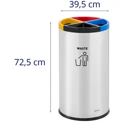 Кош за боклук - кръгъл - със система за разделяне - неръждаема стомана / пластмаса - сребрист / зелен / син / червен / жълт