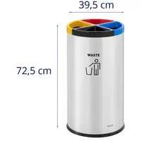 Кош за боклук - кръгъл - със система за разделяне - неръждаема стомана / пластмаса - сребрист / зелен / син / червен / жълт
