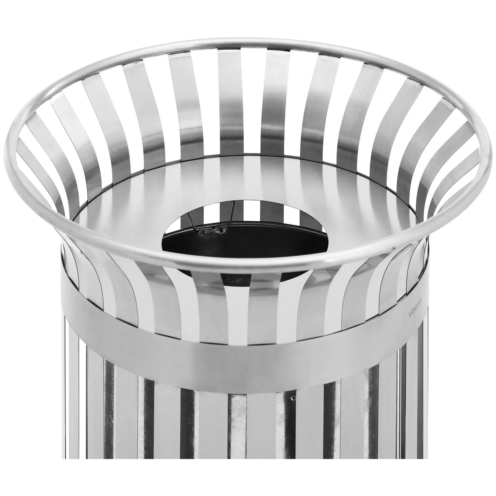Rubbish Bin - round - wide slot - stainless steel / galvanised steel - silver